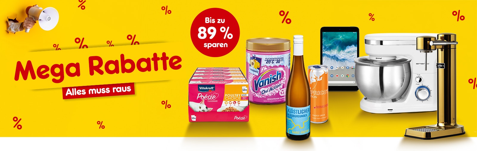 Großer Lager Sale. Lebensmittel, Multimedia und vieles mehr. Bis zu 89 Prozent sparen