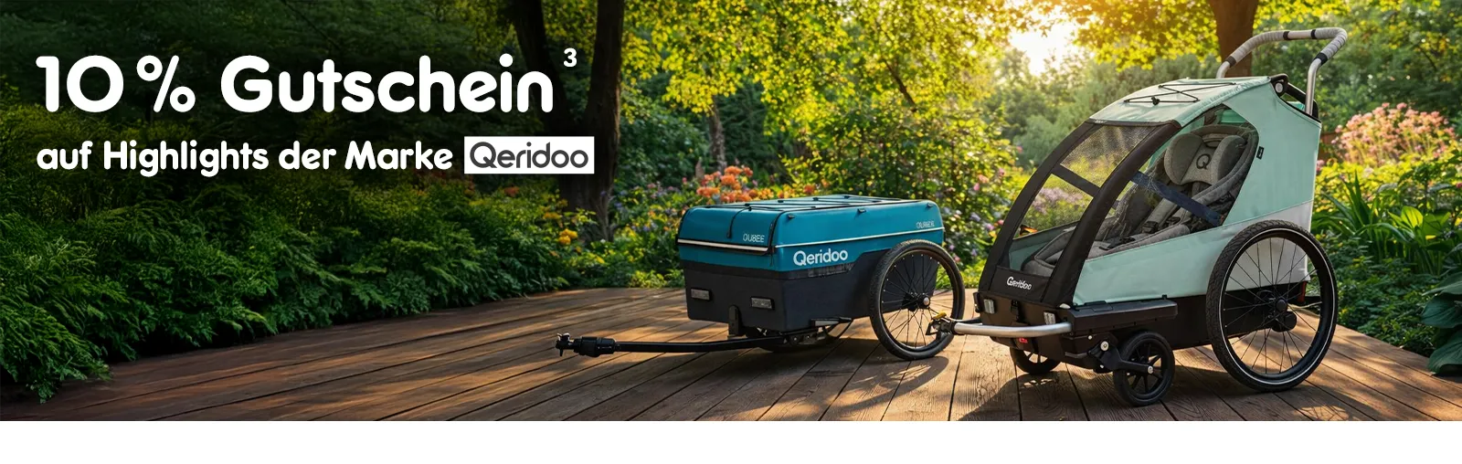 10 Prozent Gutschein auf Highlights der Marke Qeridoo. Mit Hoch 3, die auf einen Rechtstext verweist. 