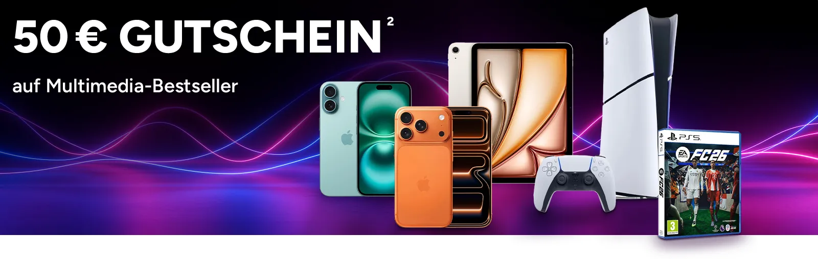 50 Euro Gutschein auf Multimedia-Bestseller. Mit Hoch 2, die auf einen Rechtstext verweist. 