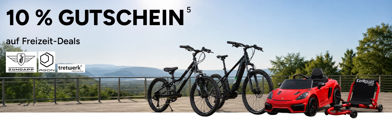 10 Prozent Gutschein auf Freizeit-Deals. Mit Hoch 5, die auf einen Rechtstext verweist.