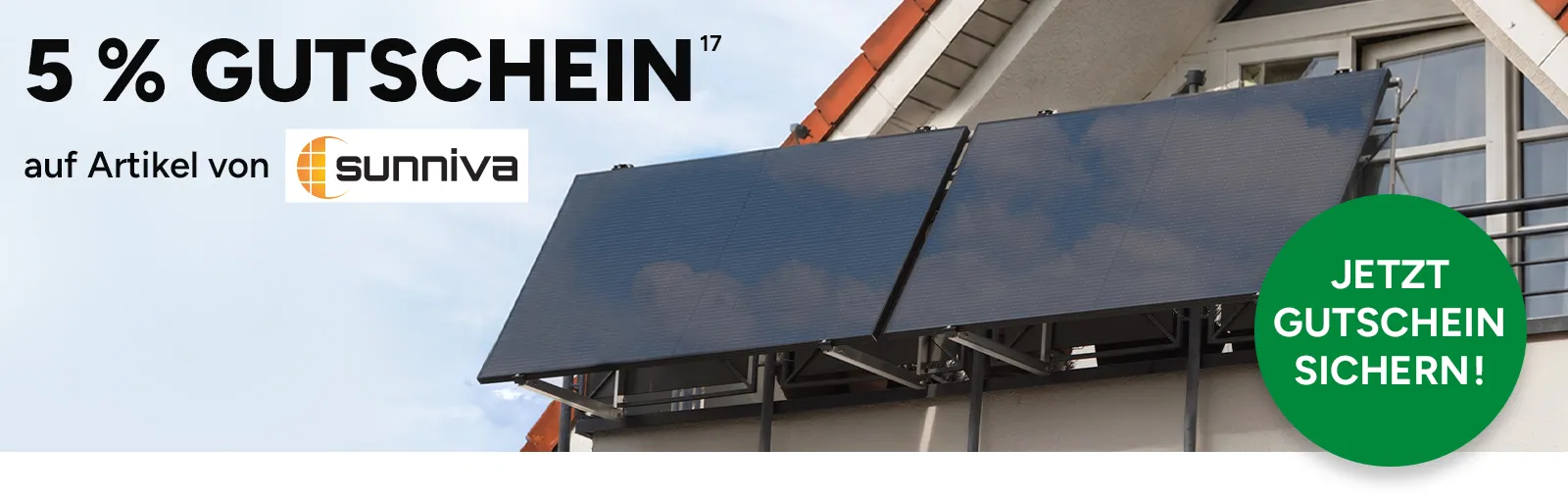 Solar-Gutscheine sichern auf Artikel von Sunniva. Bis zu 40 Euro Extra-Rabatt mit Hoch 17, die auf einen Rechtstext verweist.