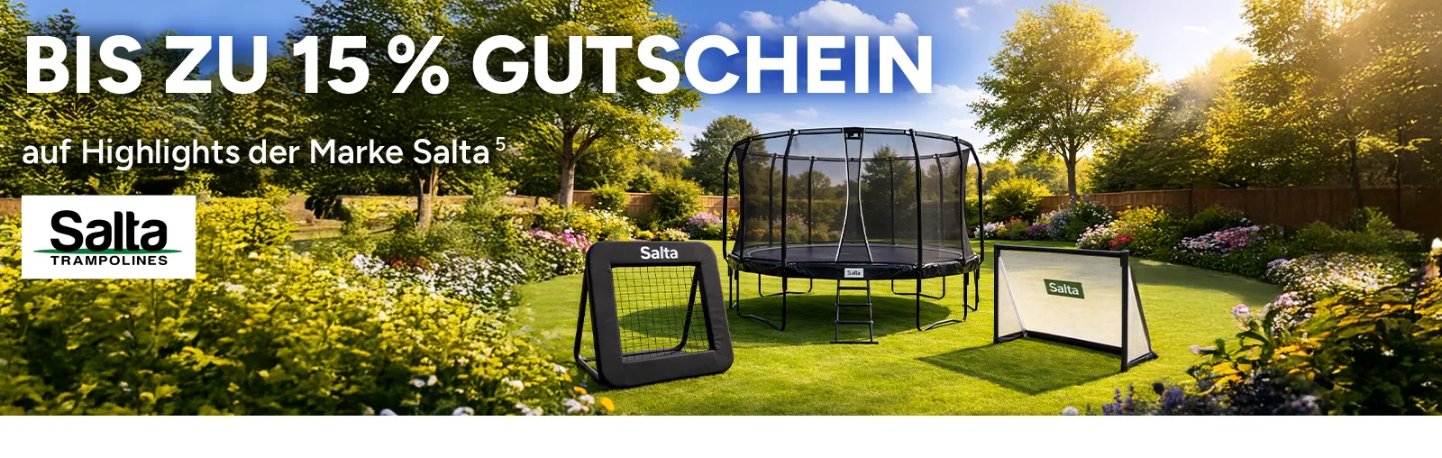 Bis zu 15 % Gutschein auf Highlights der Marke Salta. Mit Hoch 5, die auf einen Rechtstext verweist.
