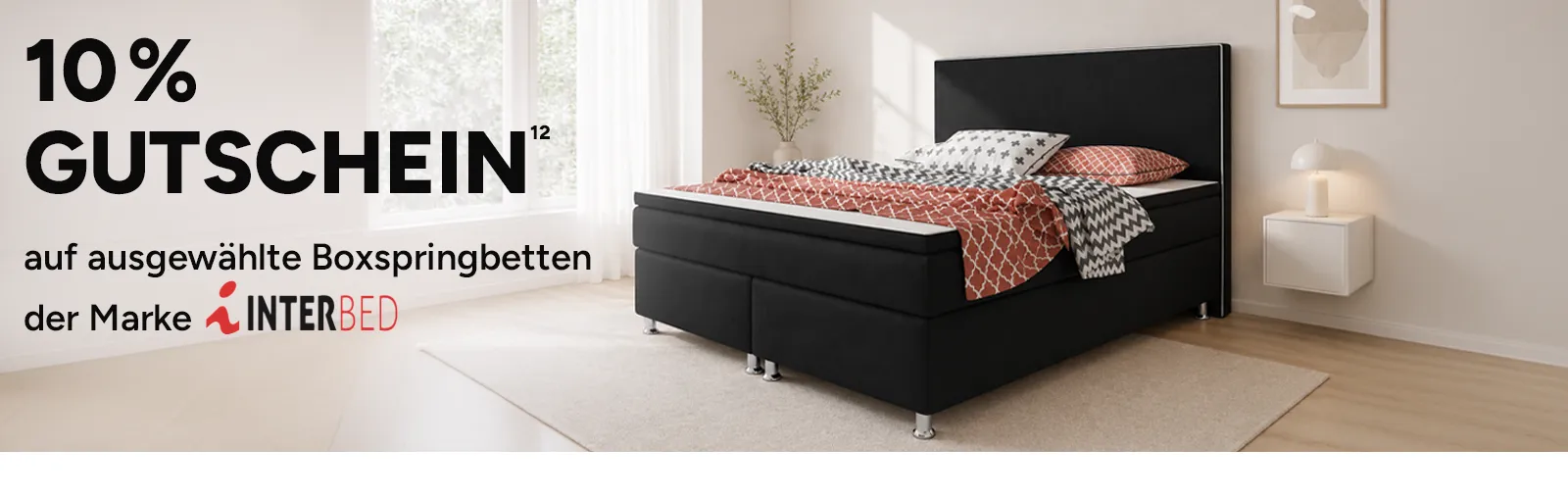 10 Prozent Gutschein auf ausgewählte Boxspringbetten der Marke Interbed