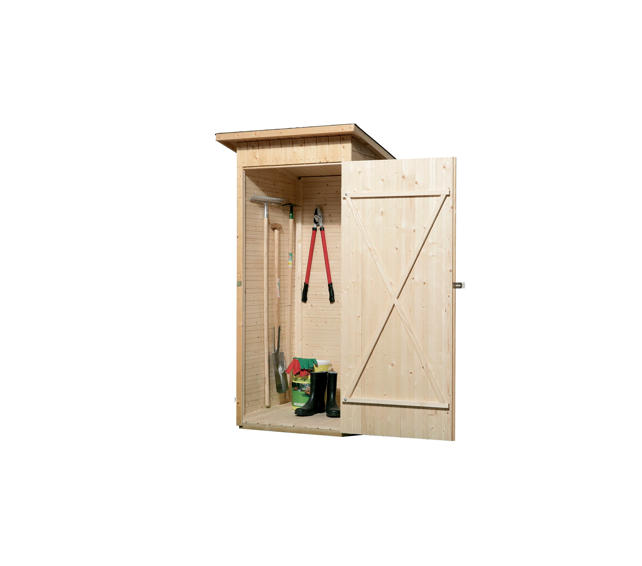 Weka Terrassenschrank mit Flachdach und Einzelt&uuml;r, natur Gr&ouml;&szlig;e 1 - Bild 1