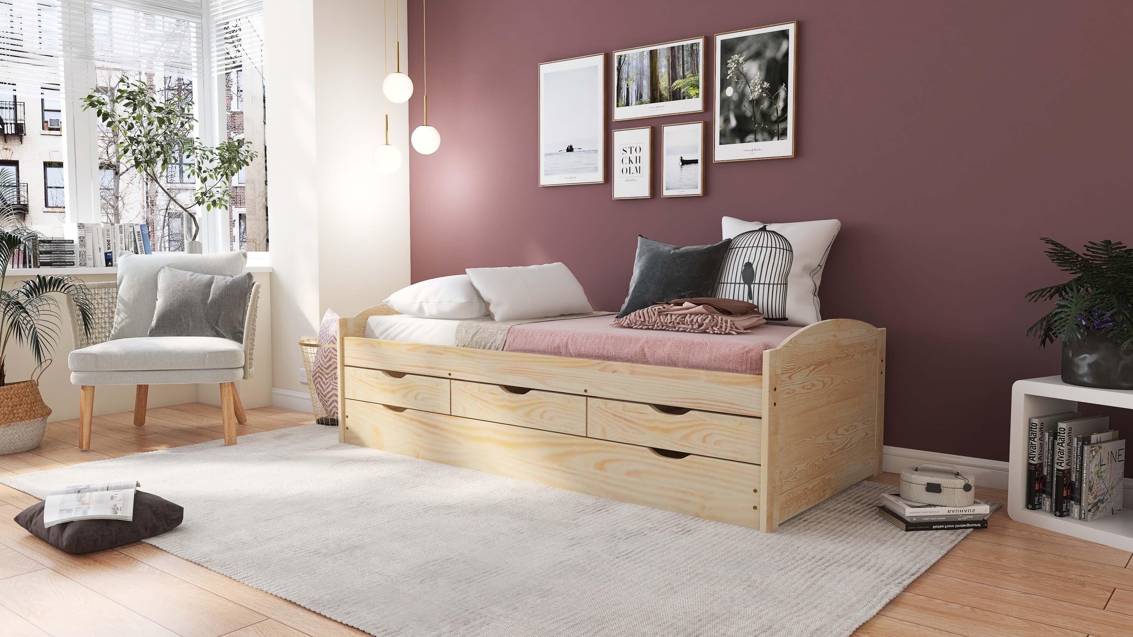 Funktionsbett "Aus eins mach zwei" 90x200 - Natur - Bild 1