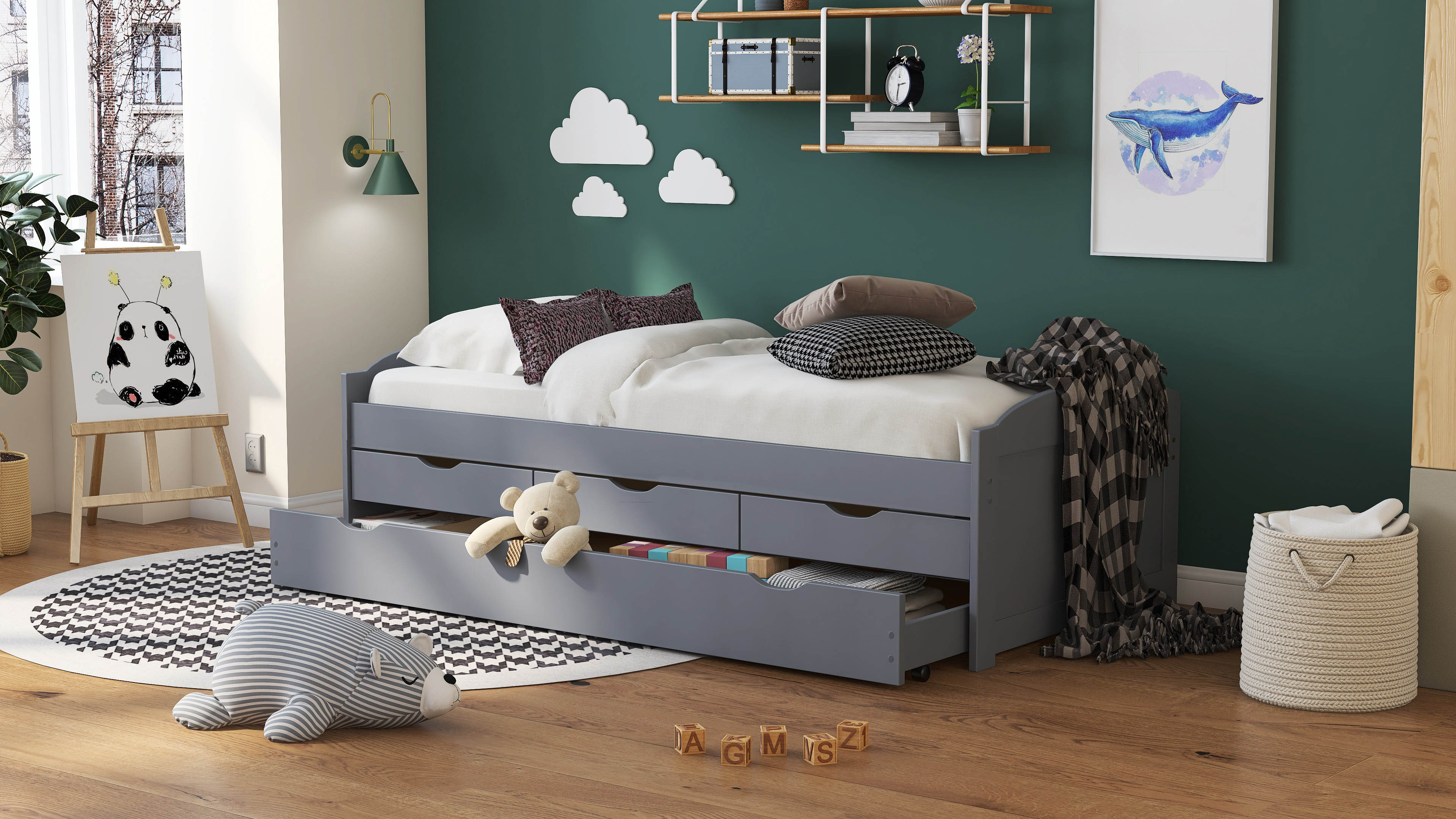 Funktionsbett "Aus eins mach zwei" 90x200 - grau - Bild 1