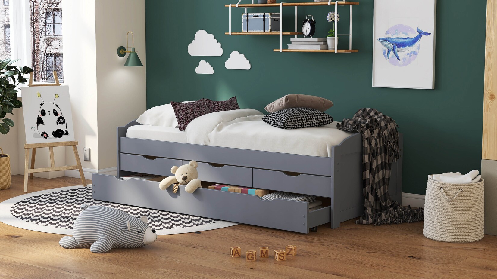 Funktionsbett „Aus eins mach zwei“ 90×200 – grau | 04010340928502