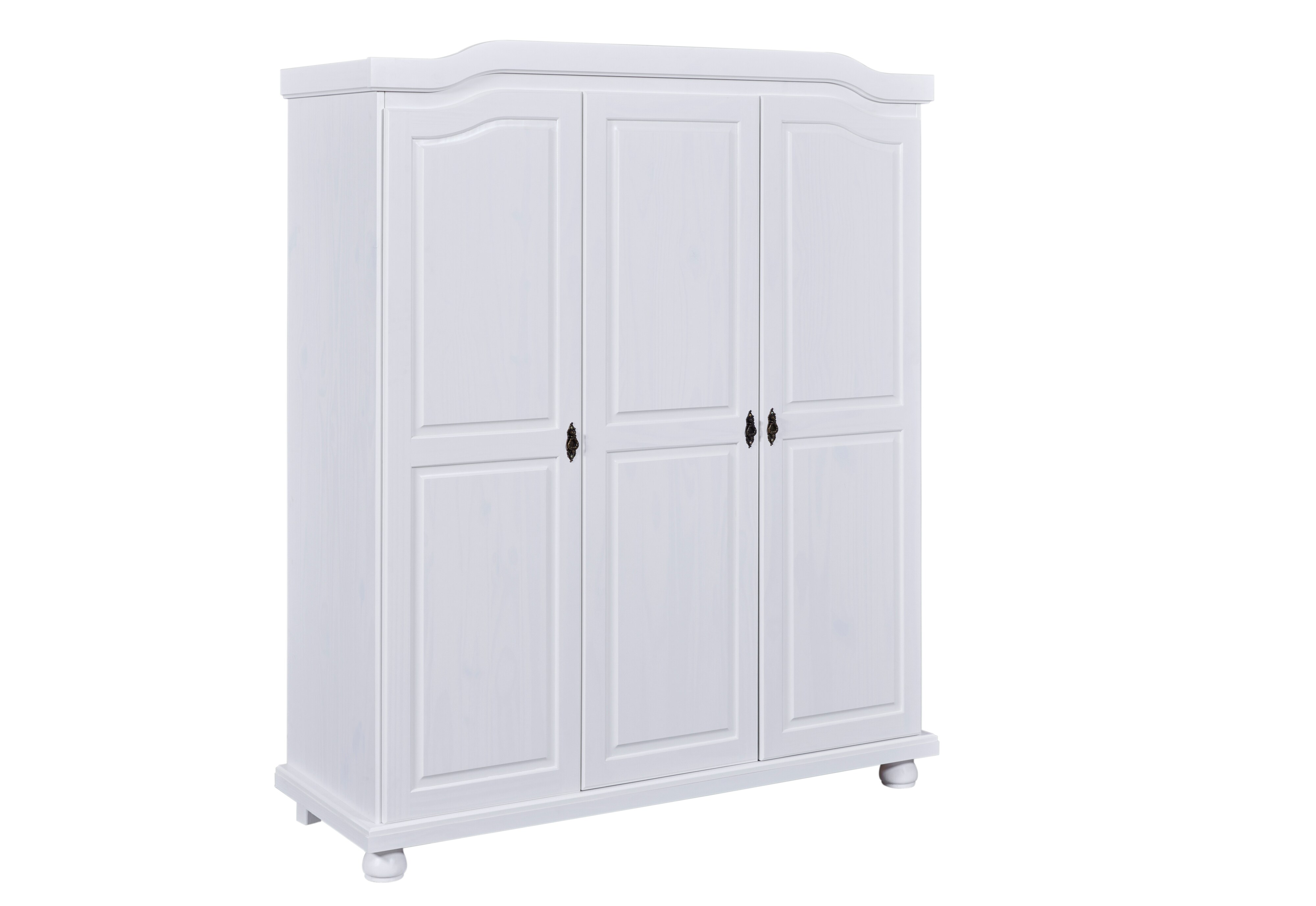 Inter Link Bauernschrank Hedda 3 T&uuml;ren aus Kiefer Massivholz weiss lackiert - Bild 1