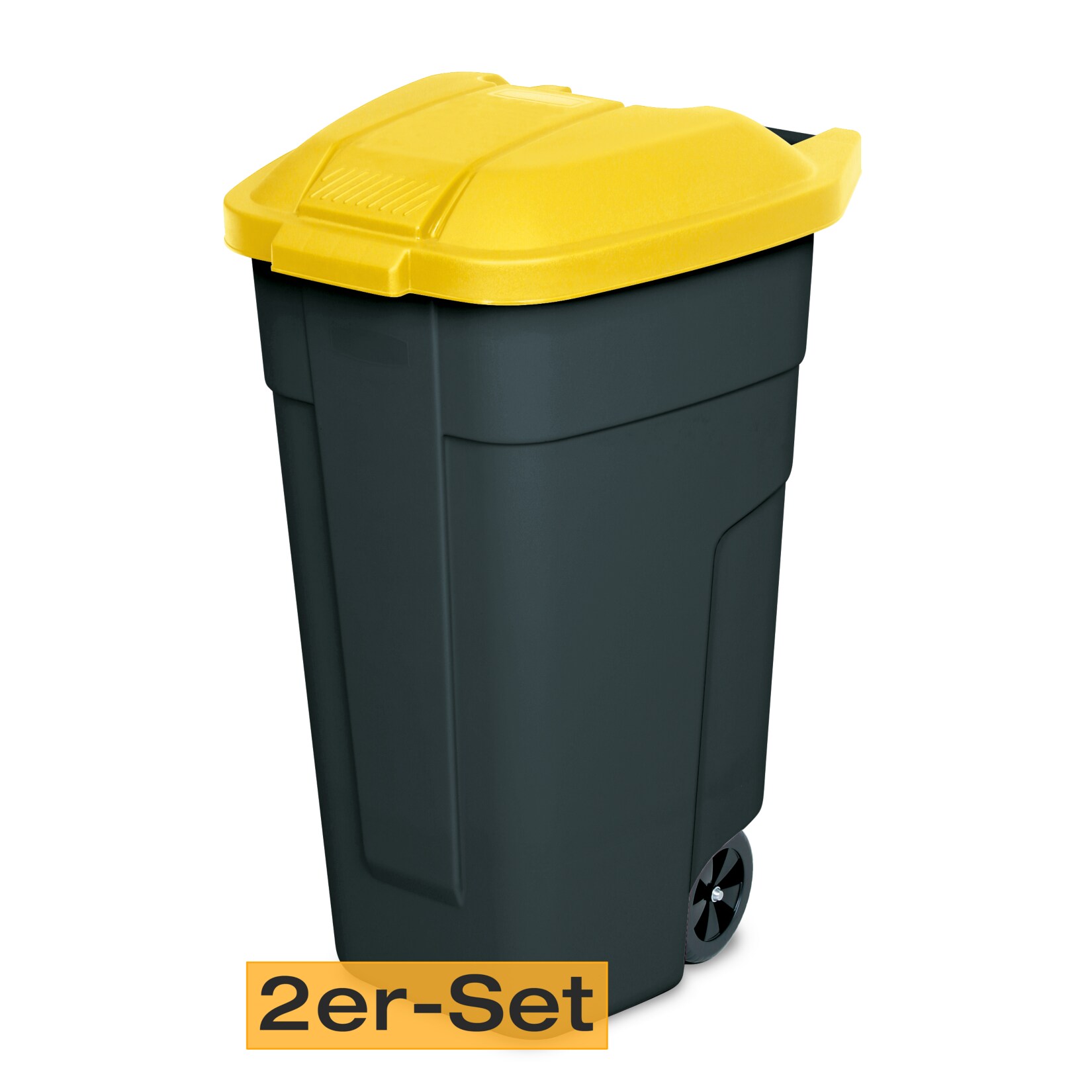 BRB Mülltonne 100 Liter VE: 2 Stück, anthrazit/gelb | 02100000238095