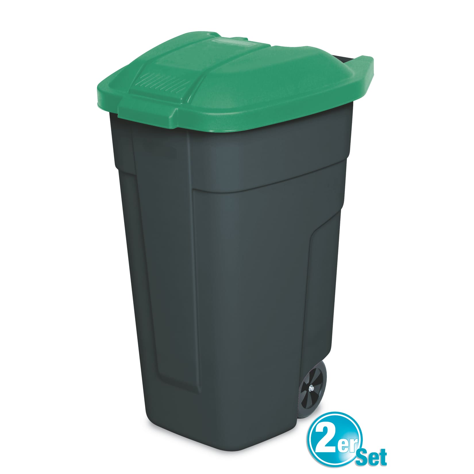 BRB M&uuml;lltonne 100 Liter VE: 2 St&uuml;ck, anthrazit/gr&uuml;n - Bild 1