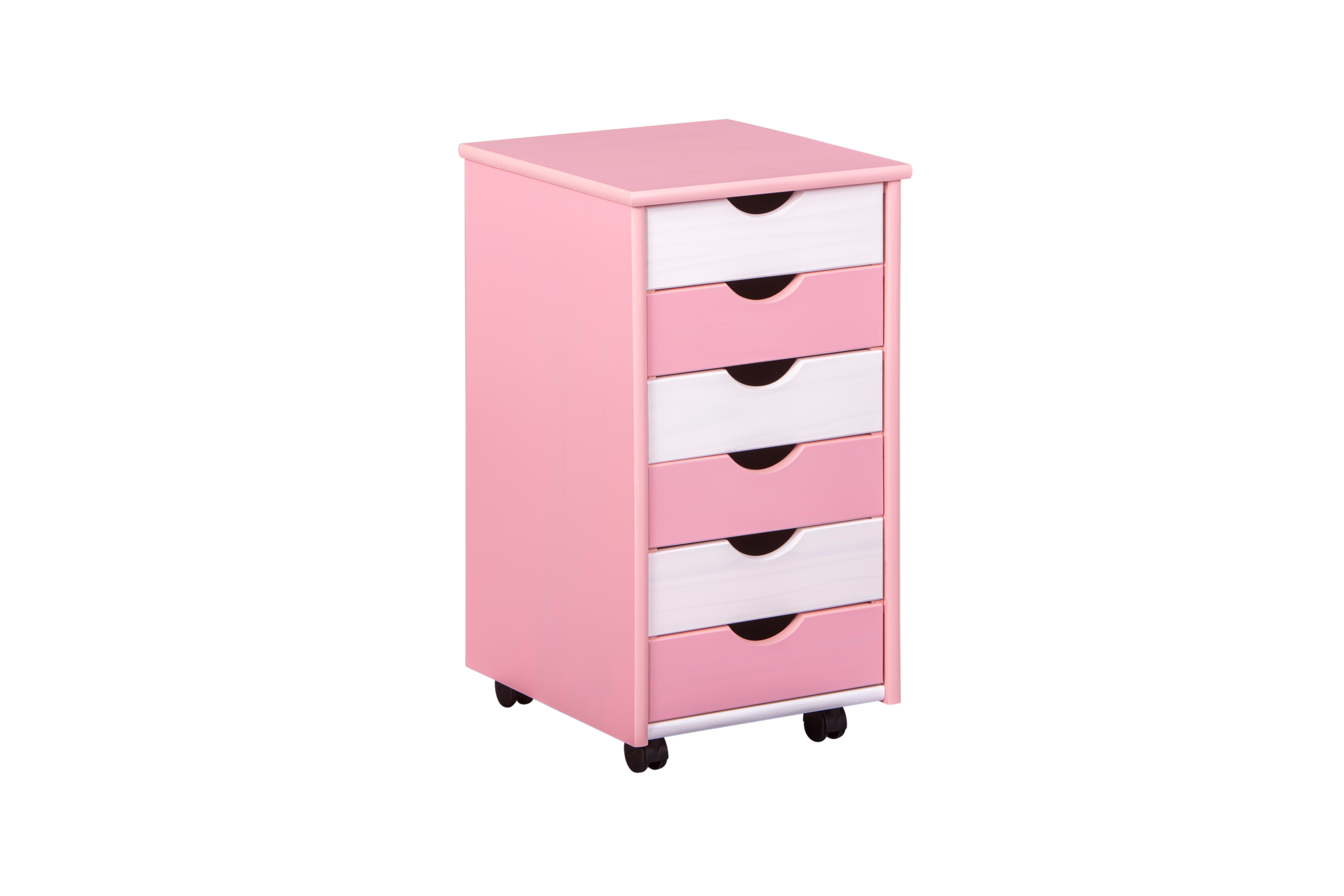 Inter Link Rollcontainer Simon 6 Schubladen - versch. Farben - rosa und weiss lackiert - Bild 1