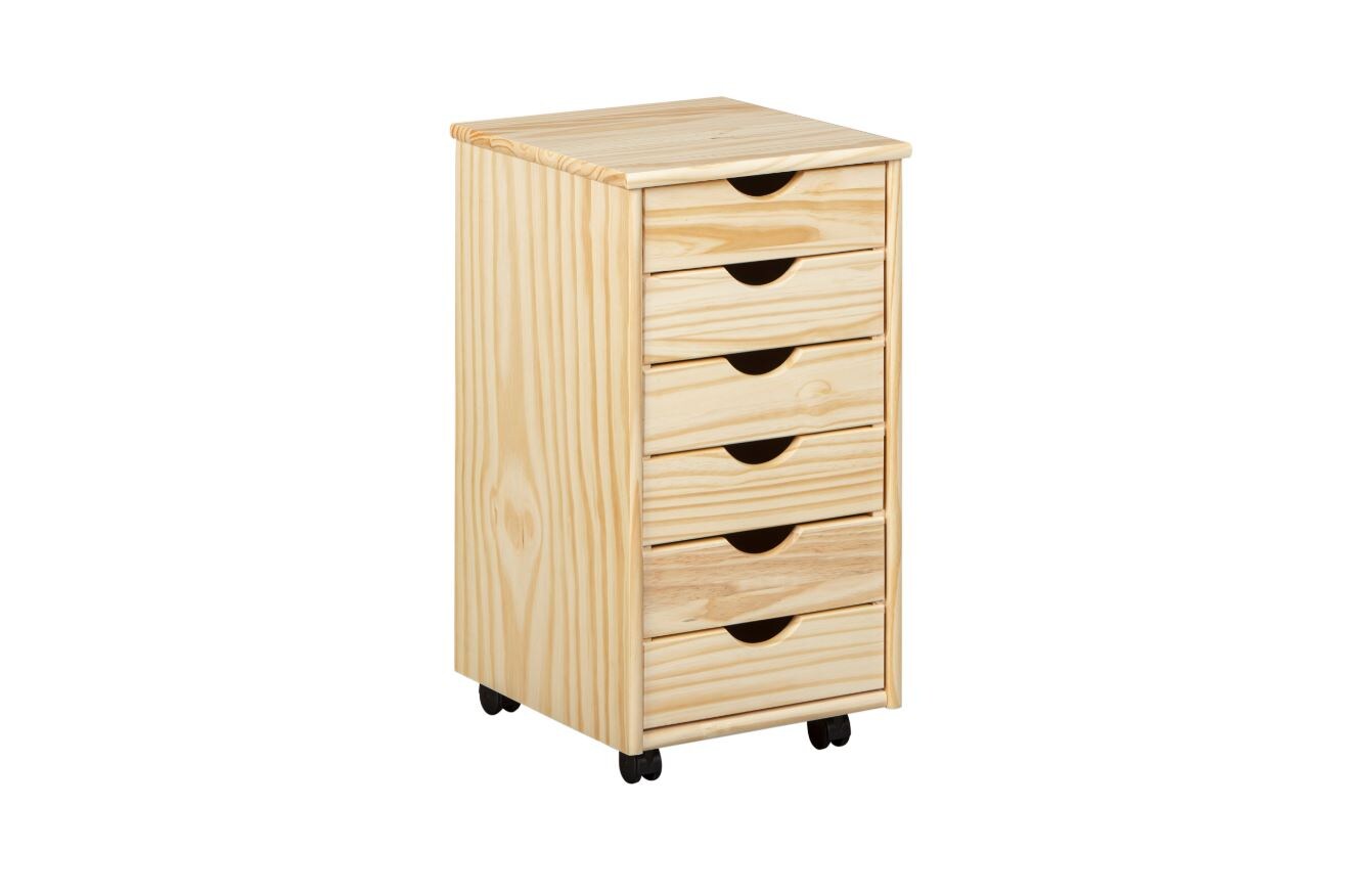 Inter Link Rollcontainer Simon 6 Schubladen - versch. Farben - farblos lackiert - Bild 1