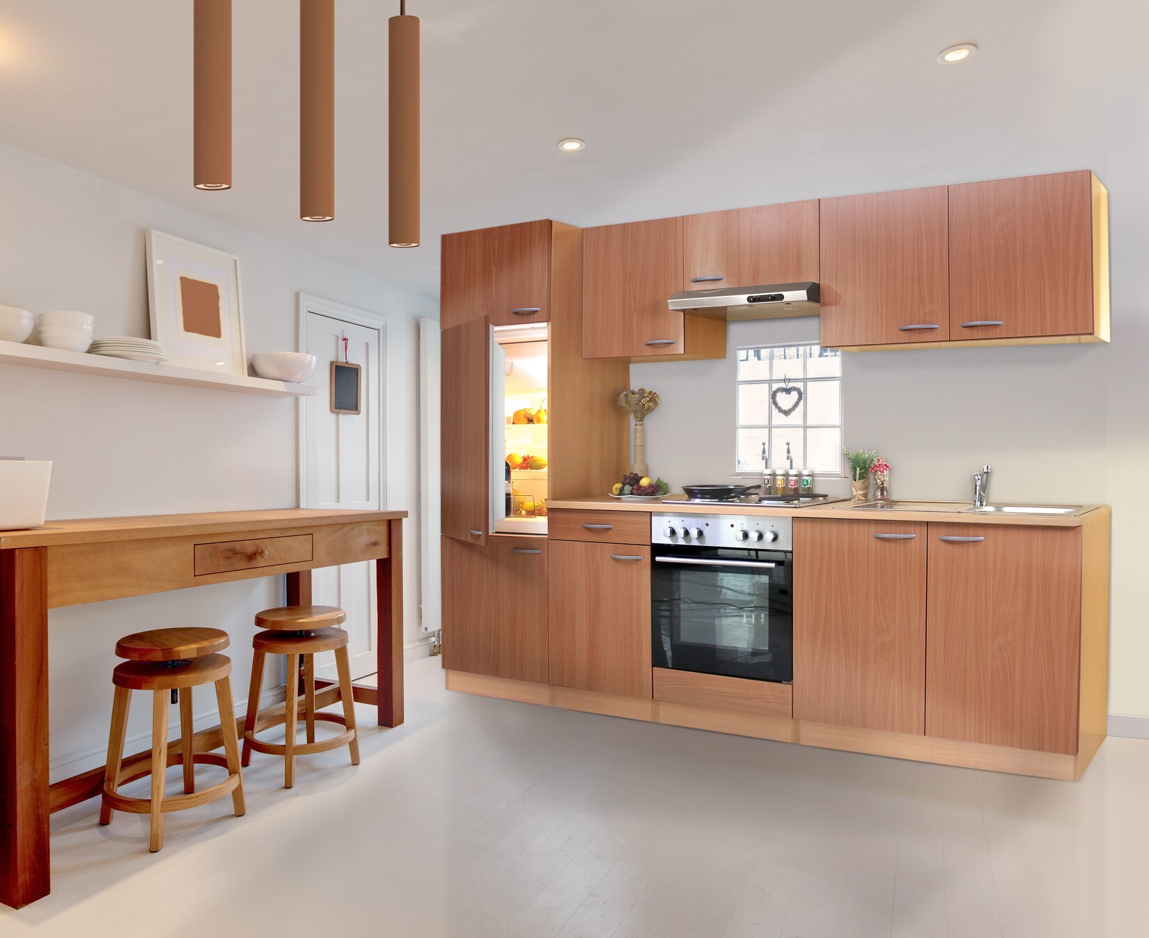 Respekta Küchenzeile KB270BBE 270 cm Buche Nachbildung | 04260287640337