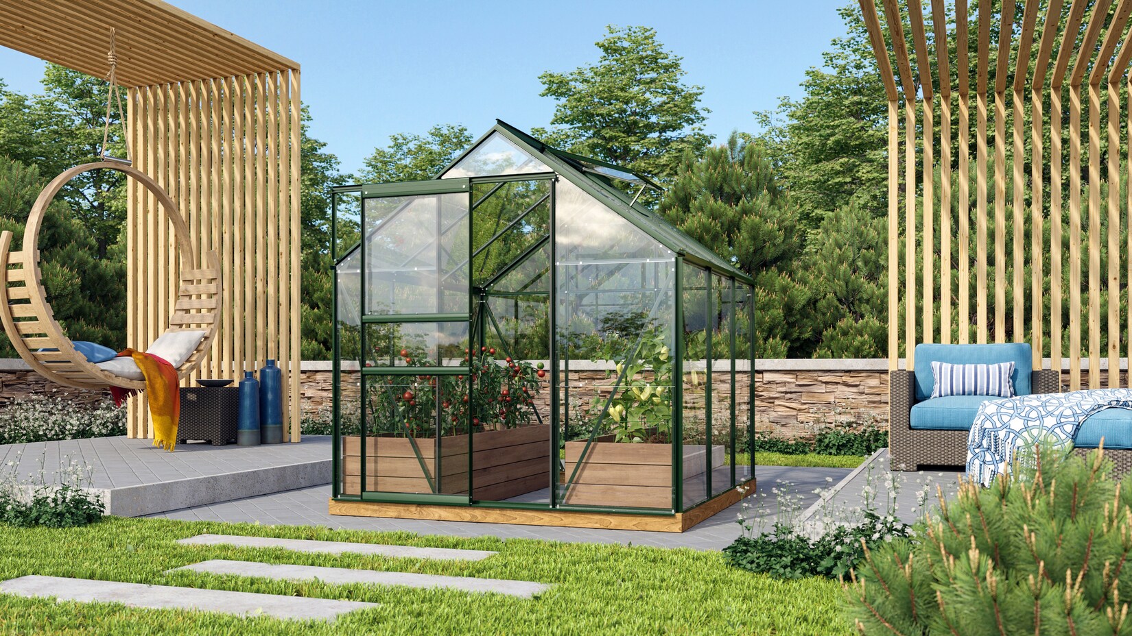 Vitavia Gewächshaus Venus 3800 mit 3 mm Einscheiben-Sicherheitsglas, grün lackiert | 04005717005276