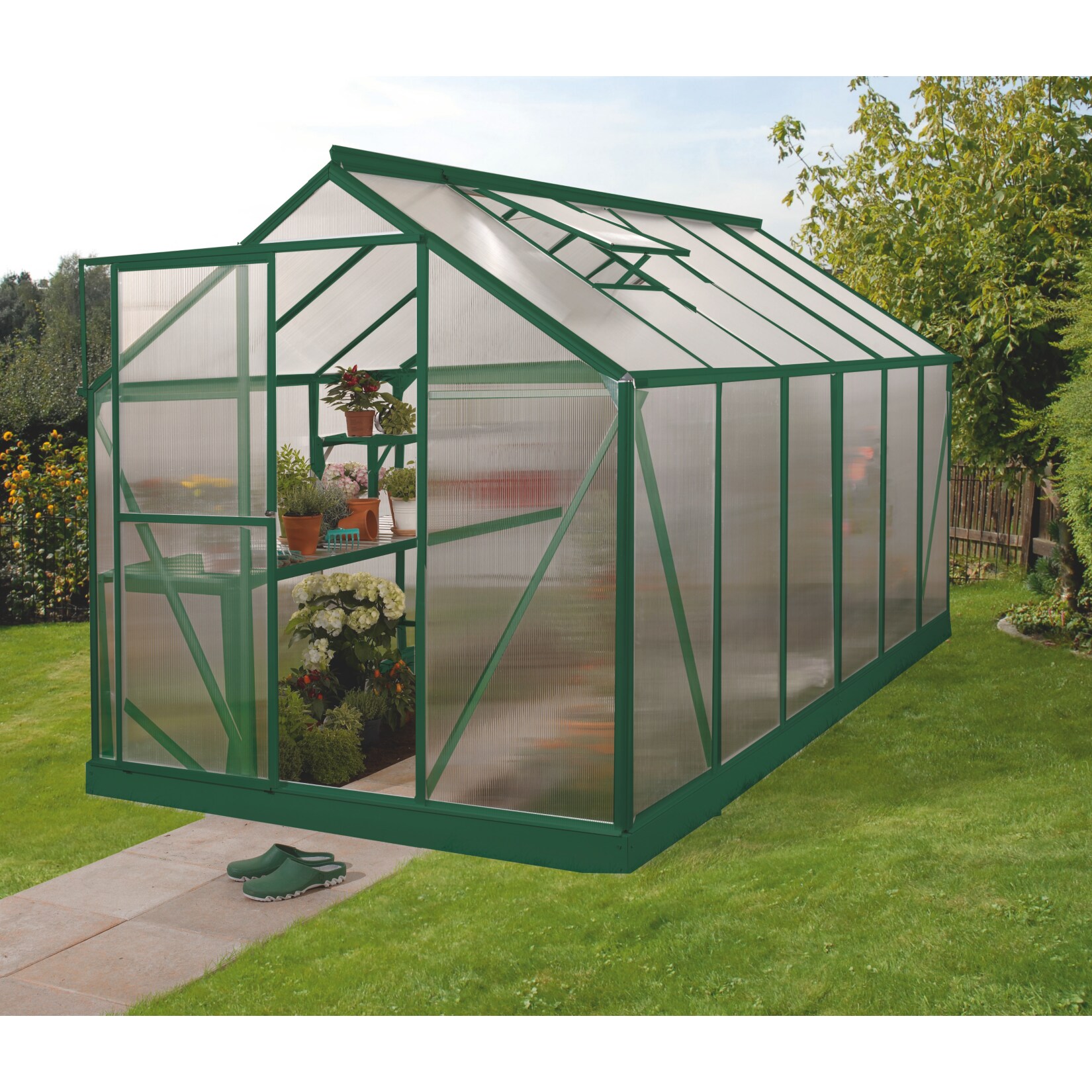 Vitavia Gew&auml;chshaus Triton 7500 mit 6 mm Hohlkammerplatten, gr&uuml;n inkl. Stahlfundament - Bild 1