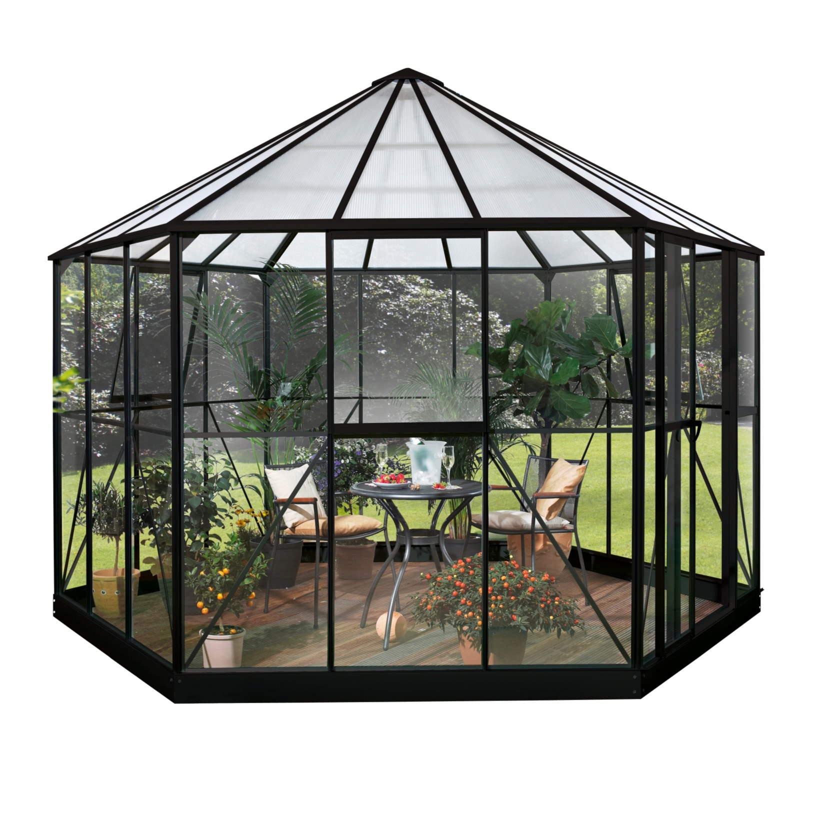 Vitavia Gew&auml;chshaus-Pavillon Hera 9000 schwarz lackiert, inklusive Fundament - Bild 1