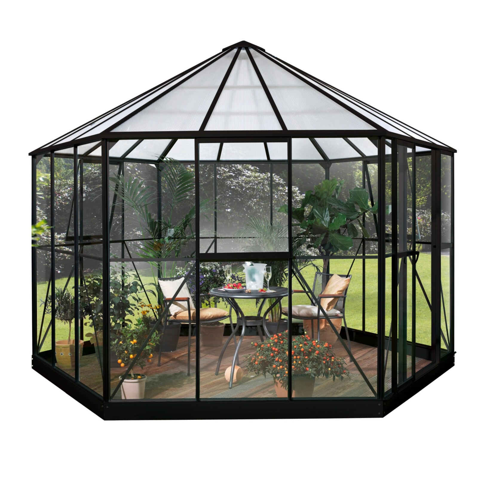 Vitavia Gewächshaus-Pavillon Hera 9000 schwarz lackiert, inklusive Fundament | 04005717094676