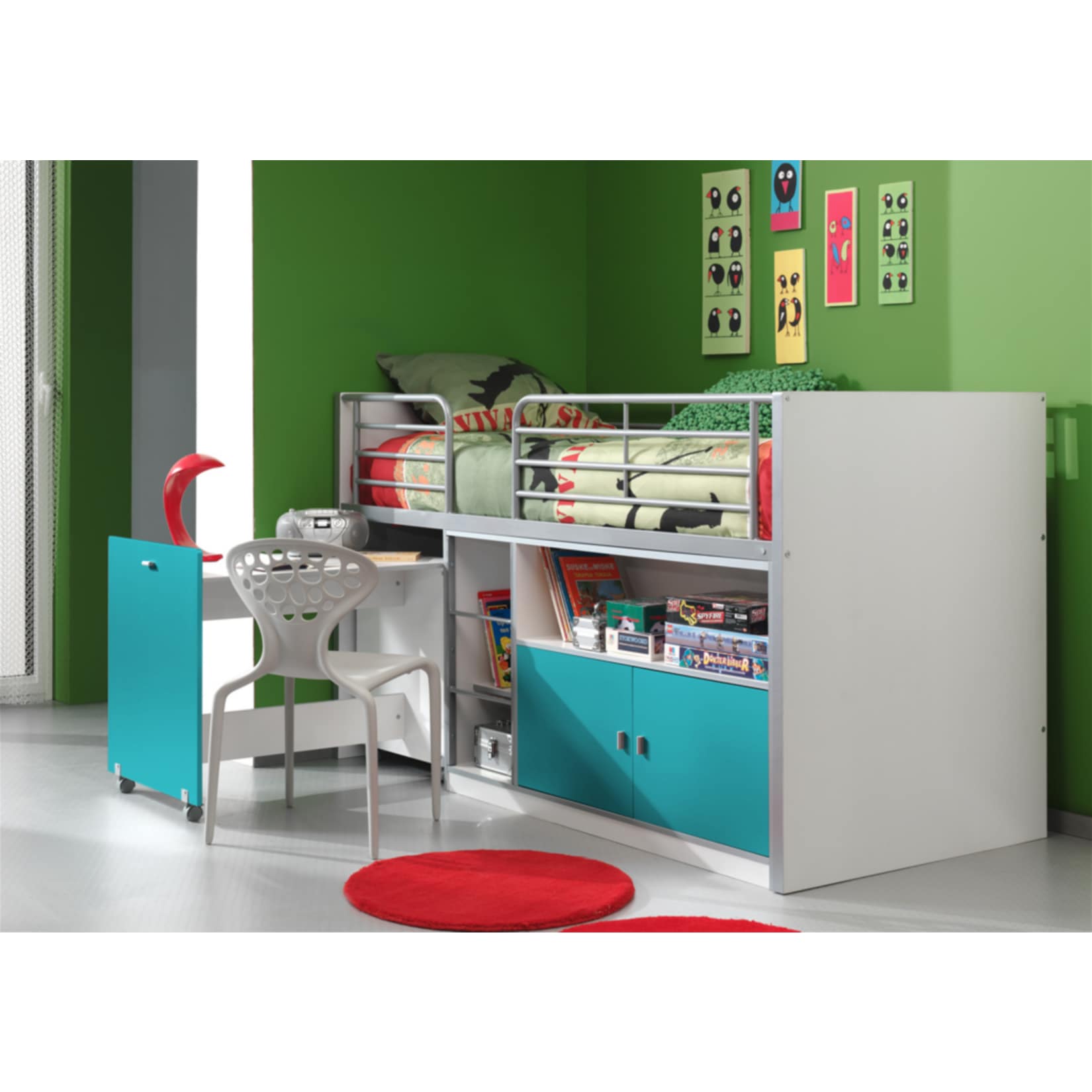 Vipack Halbhochbett Bonny 91 Fronteinstieg, t&uuml;rkis - Bild 1