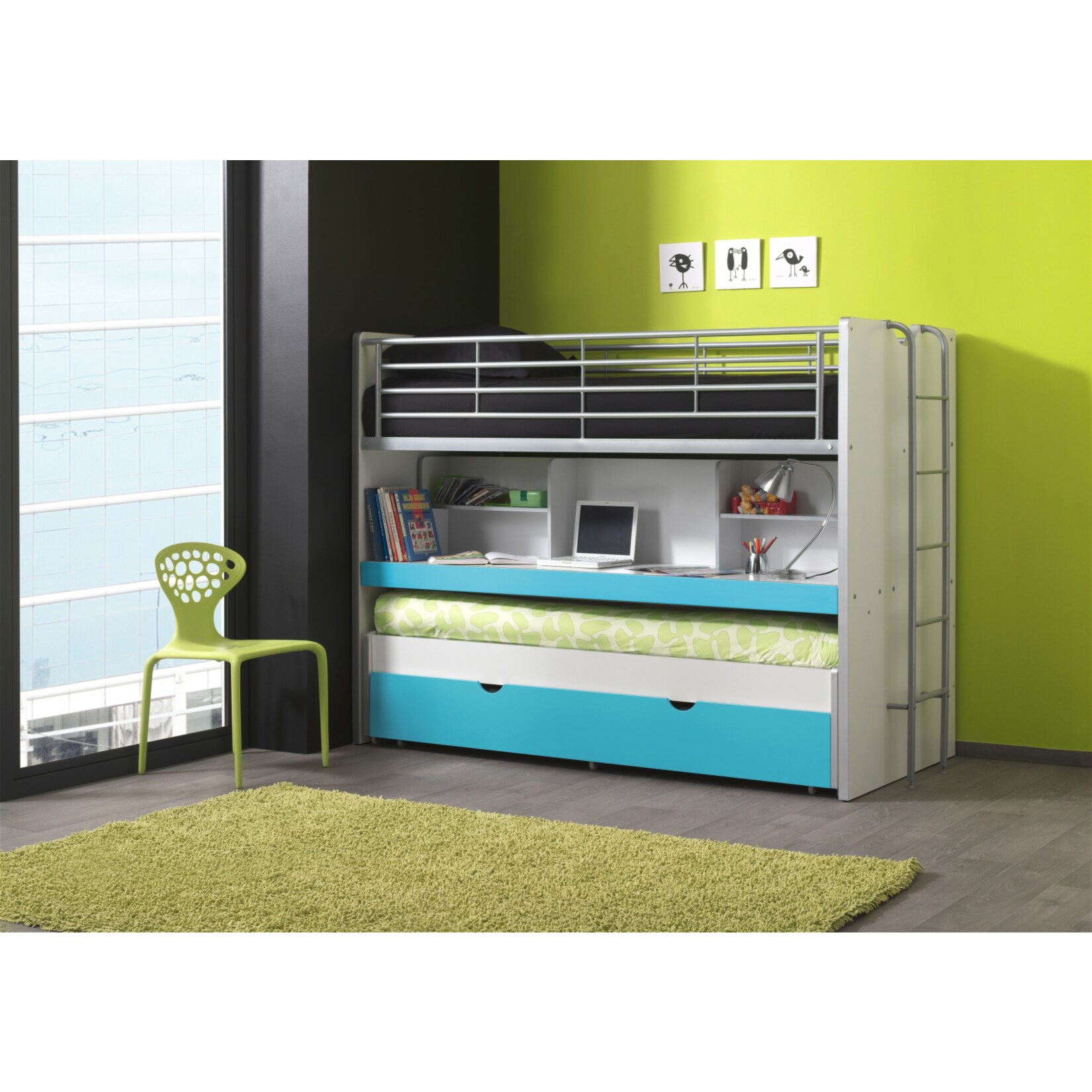 Vipack Hochbett Bonny BONHS80, t&uuml;rkis - Bild 1