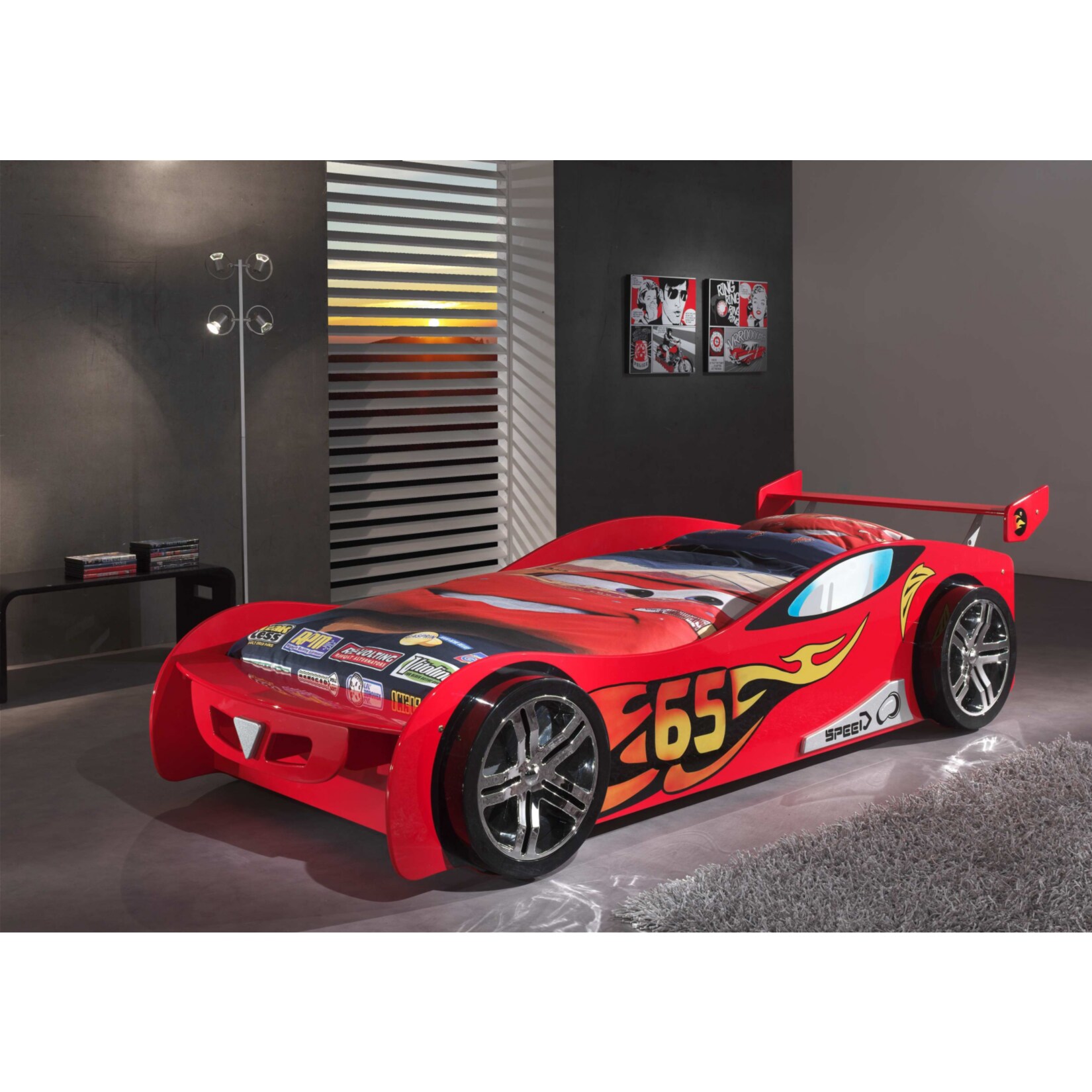 Vipack - Lit 90x200 Le Mans Sommier inclus Car beds - Rouge
