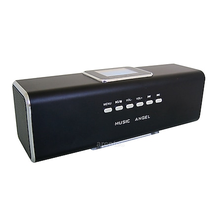 MUSIC ANGEL Portable Stereo Mini Lautsprecher mit Radio, Akku, USB, microSD - schwarz - Bild 1