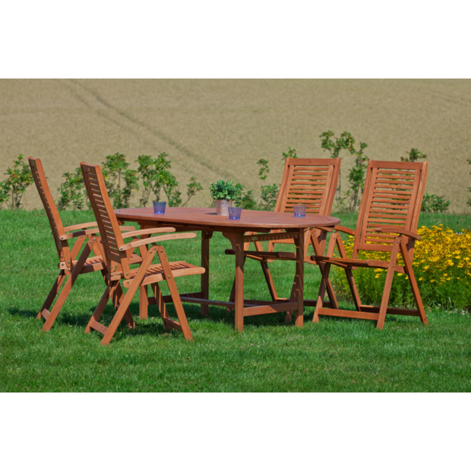 Merxx Tischgruppe Cordoba 5-tlg. mit ovalem Auszugstisch 120/170 x 100 cm