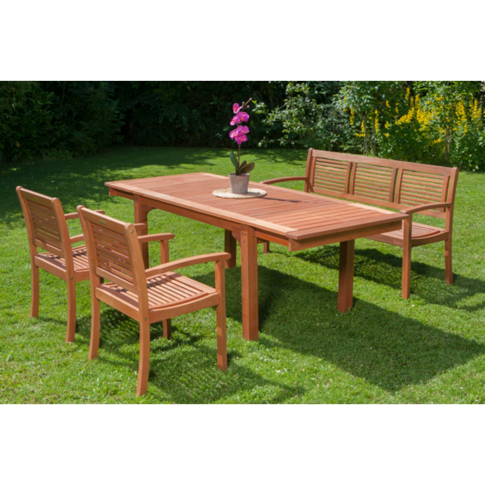 Merxx Tischgruppe Cordoba 4-tlg. inkl. 3er Bank und Seitenausziehtisch - Bild 1