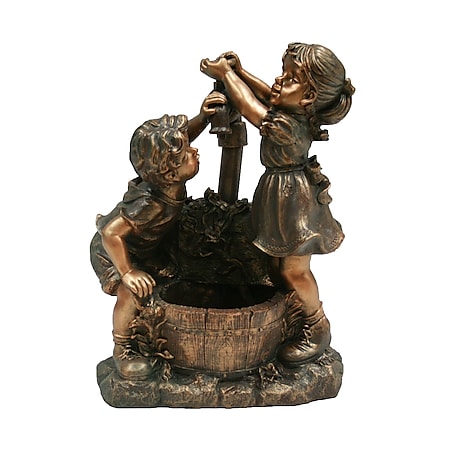 MEMPHIS - Polyresin, Rustikale Dekoration "Kinder am Brunnen" - Bild 1