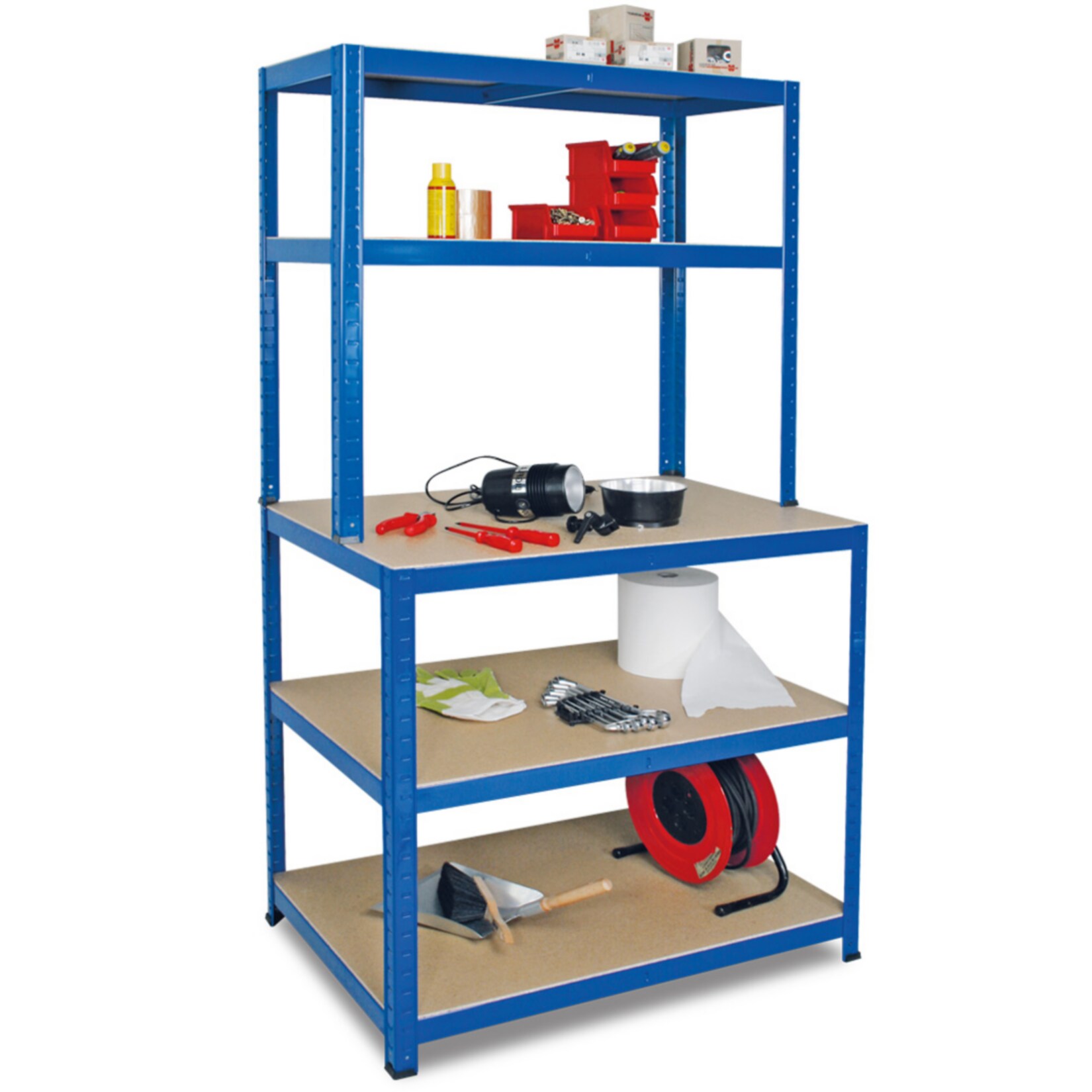 BRB 74221 Arbeits- und Packtisch, blau – 90 x 180 x 40/60 cm | 02100000723485