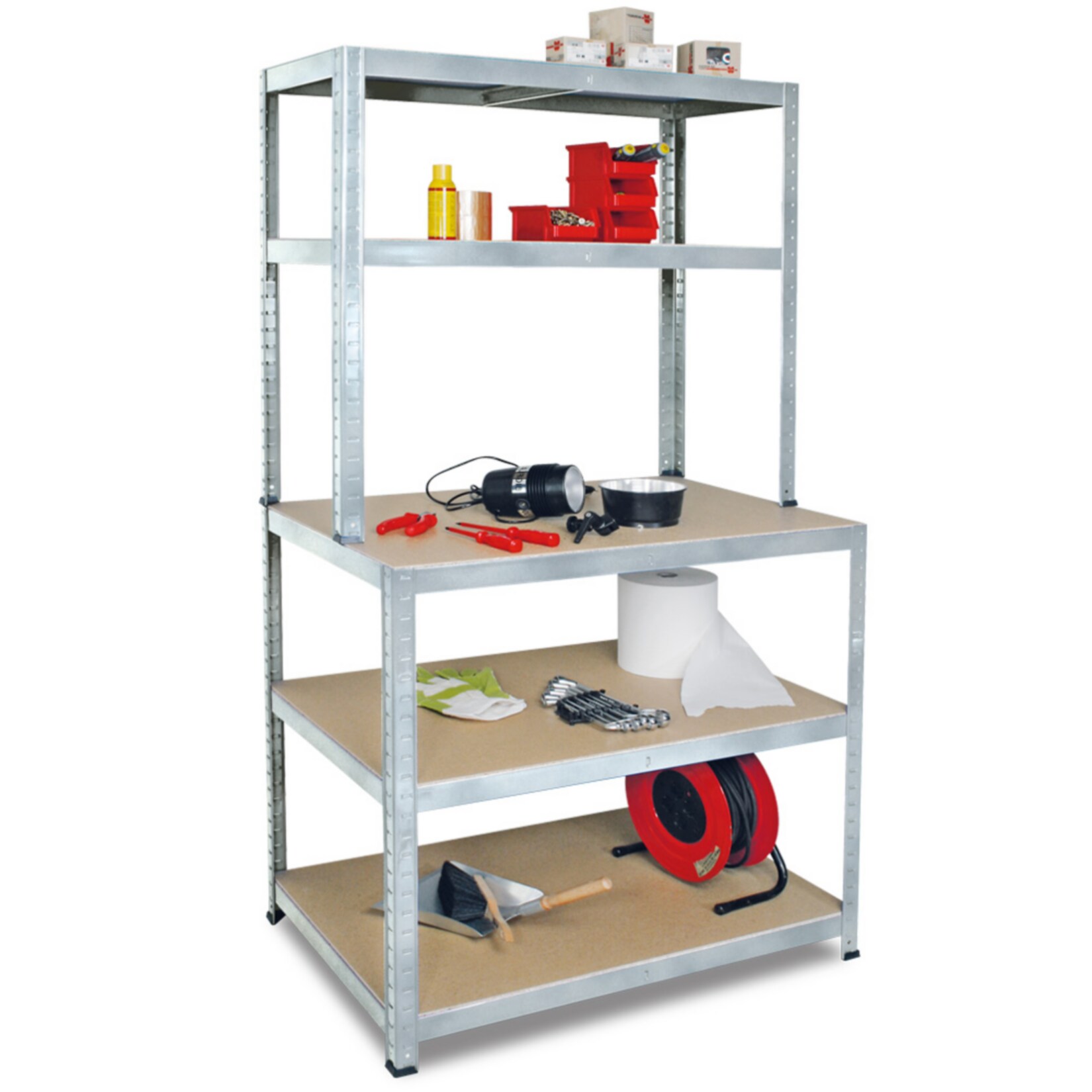 BRB 74222 Arbeits- und Packtisch, verzinkt – 90 x 180 x 40/60 cm | 02100000723492