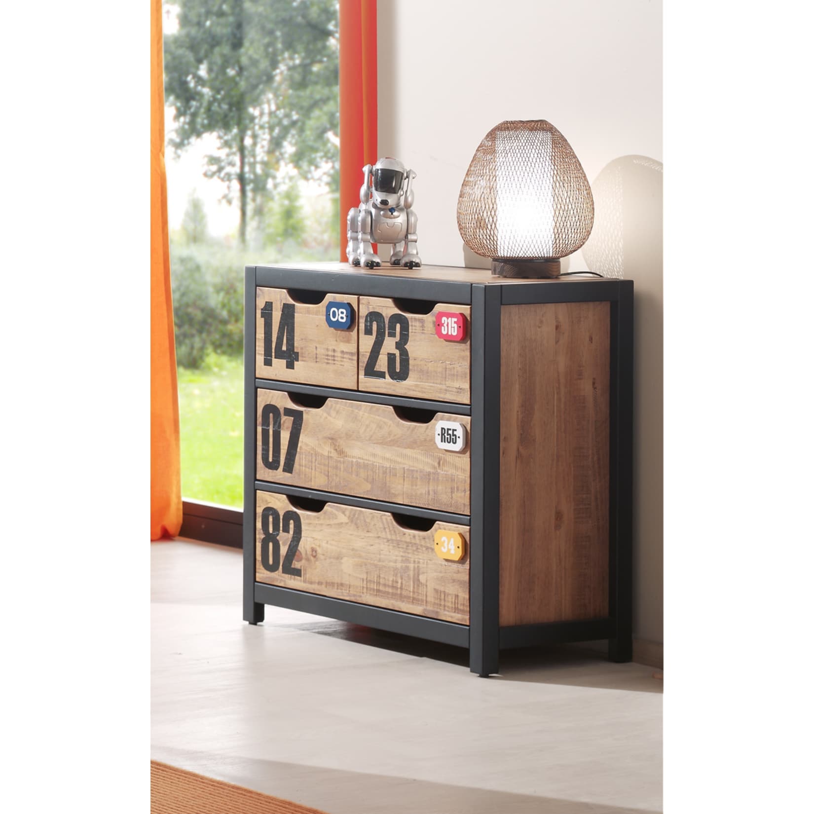 Vipack Kommode 4 Schubladen Alex Kiefer geb&uuml;rstet - Bild 1