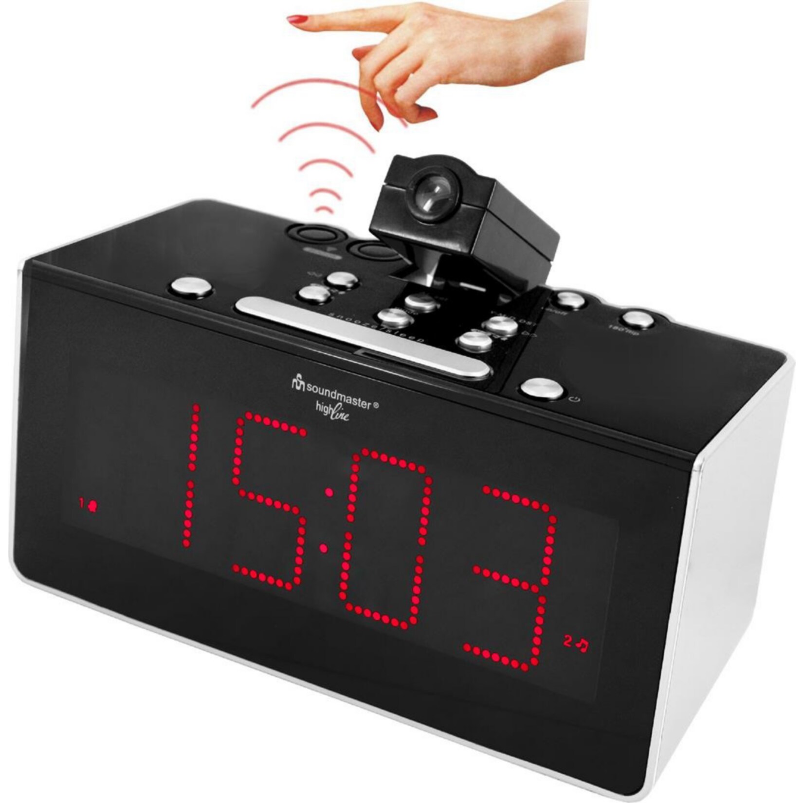 Soundmaster  FUR6005 Funkgesteuertes Uhrenradio mit Projektion & IR-Sensor | 04005425003212