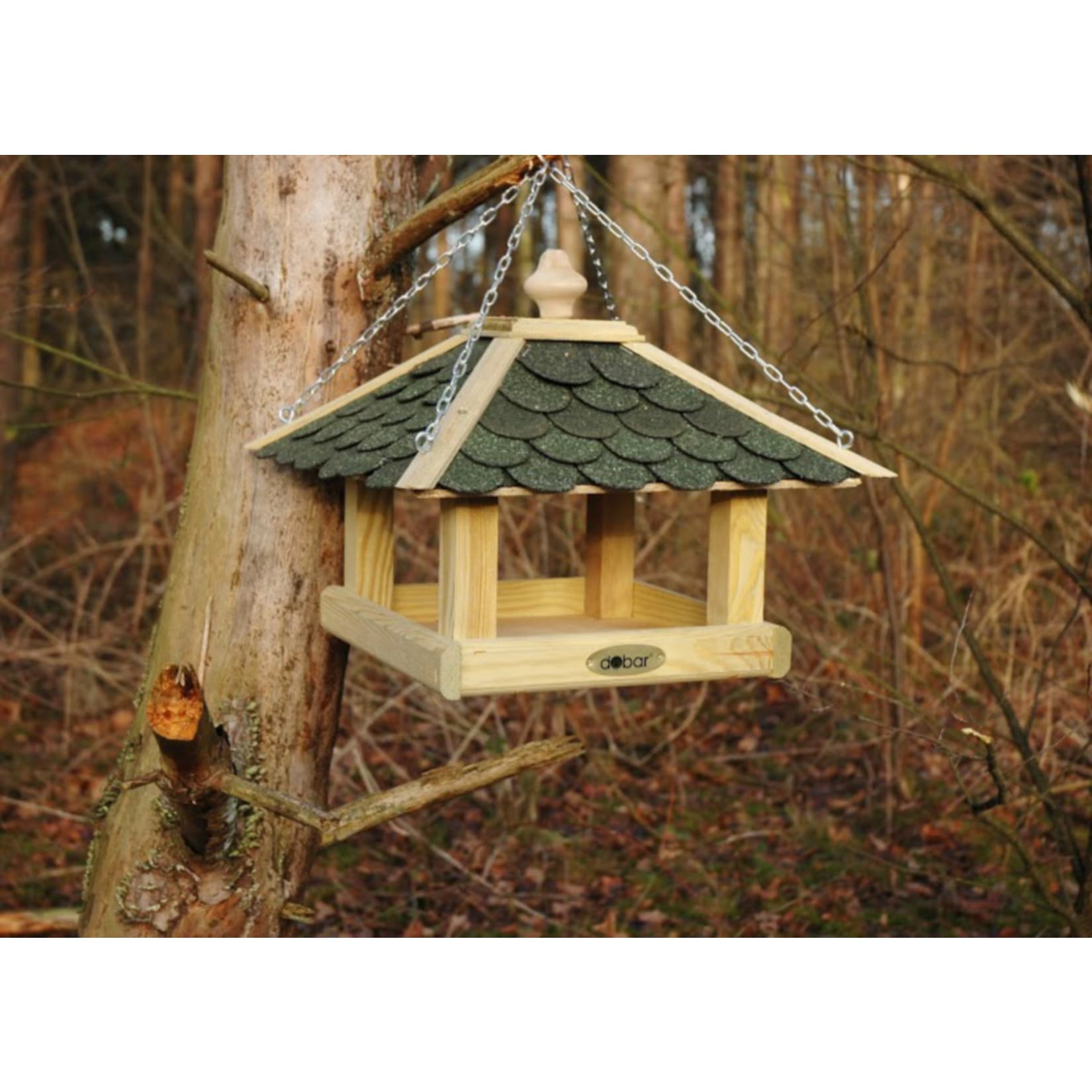 dobar Futterhaus mit gr&uuml;nen Bitumenschindeln inkl. Kette - Bild 1