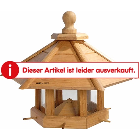 Sehr großes Eiche Vogelhaus "Anflug", geöltes Eichenholz mit Futtersilo/Anflugstangen 55x62x43 - Bild 1