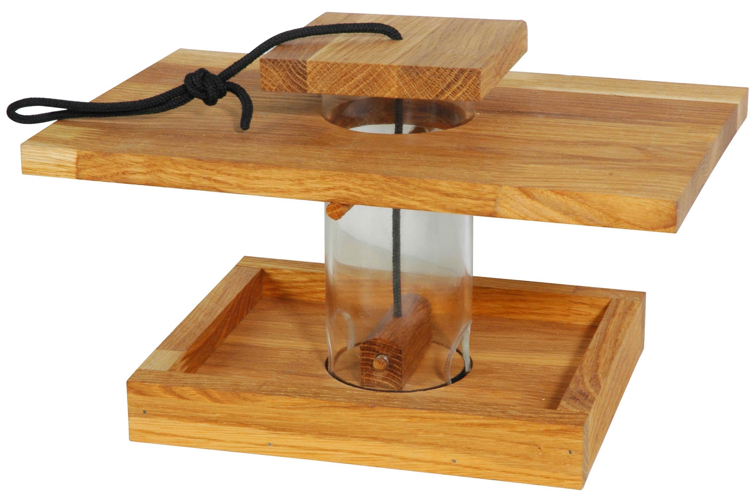 Futterhaus aus Eichenholz mit Acrylglassilo und Kordel - Bild 1