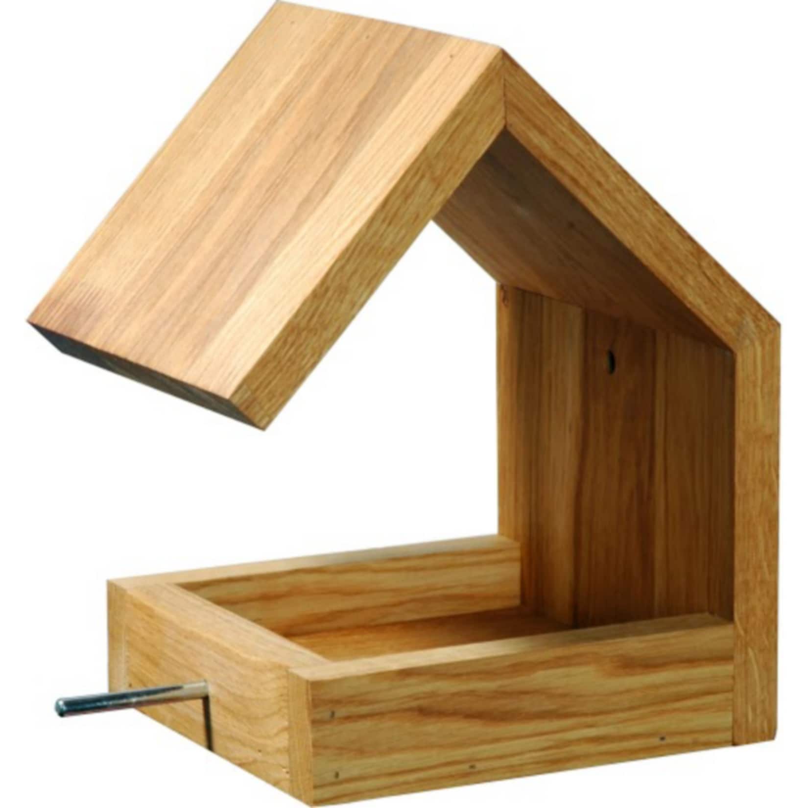 Eiche-Futterhaus mit Satteldach und Anflugstange - Bild 1