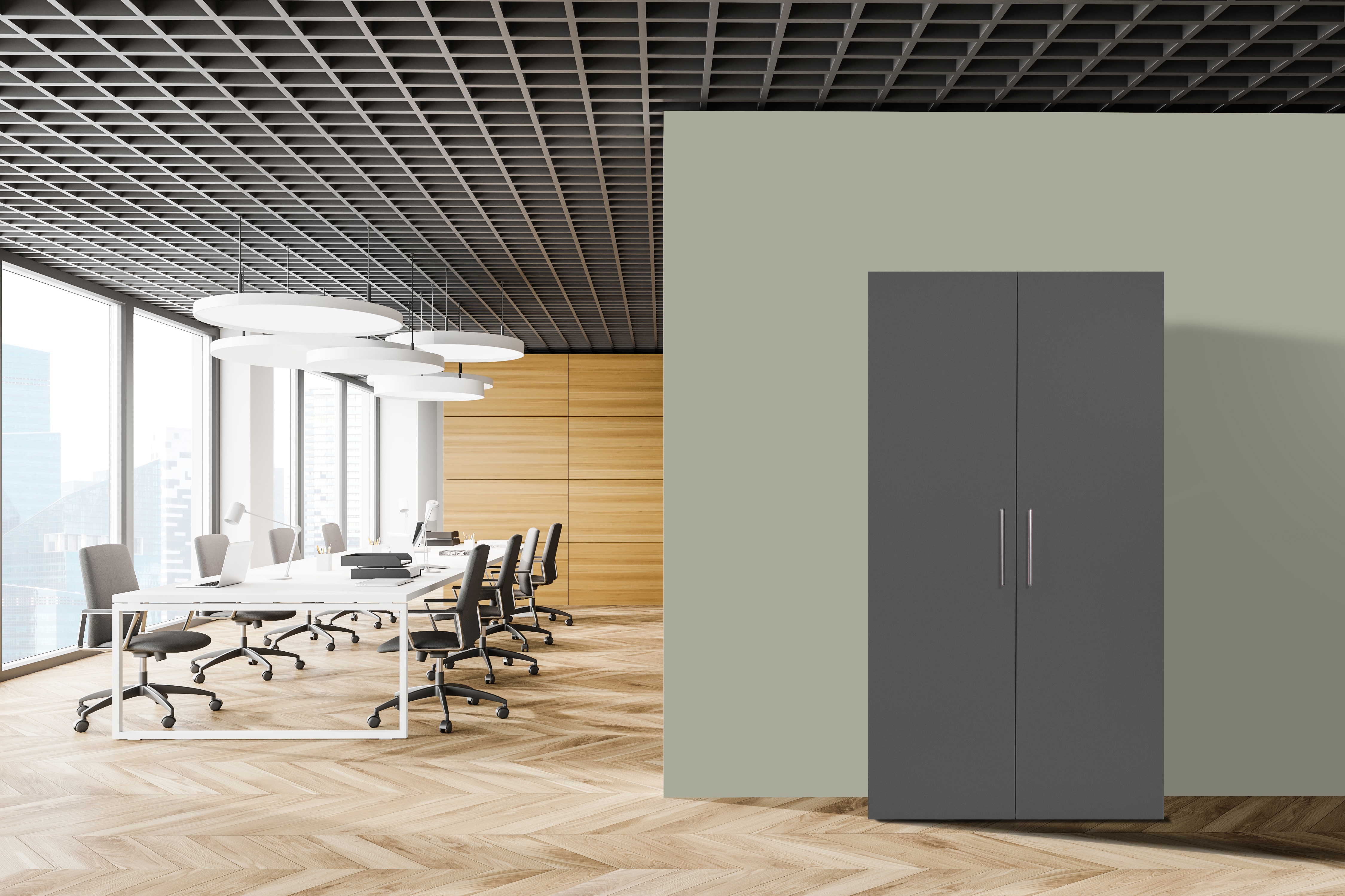 Respekta Schrankküche SKWGS weiß grau – Pantryauflage mit Duokochfeld | 04260515333161