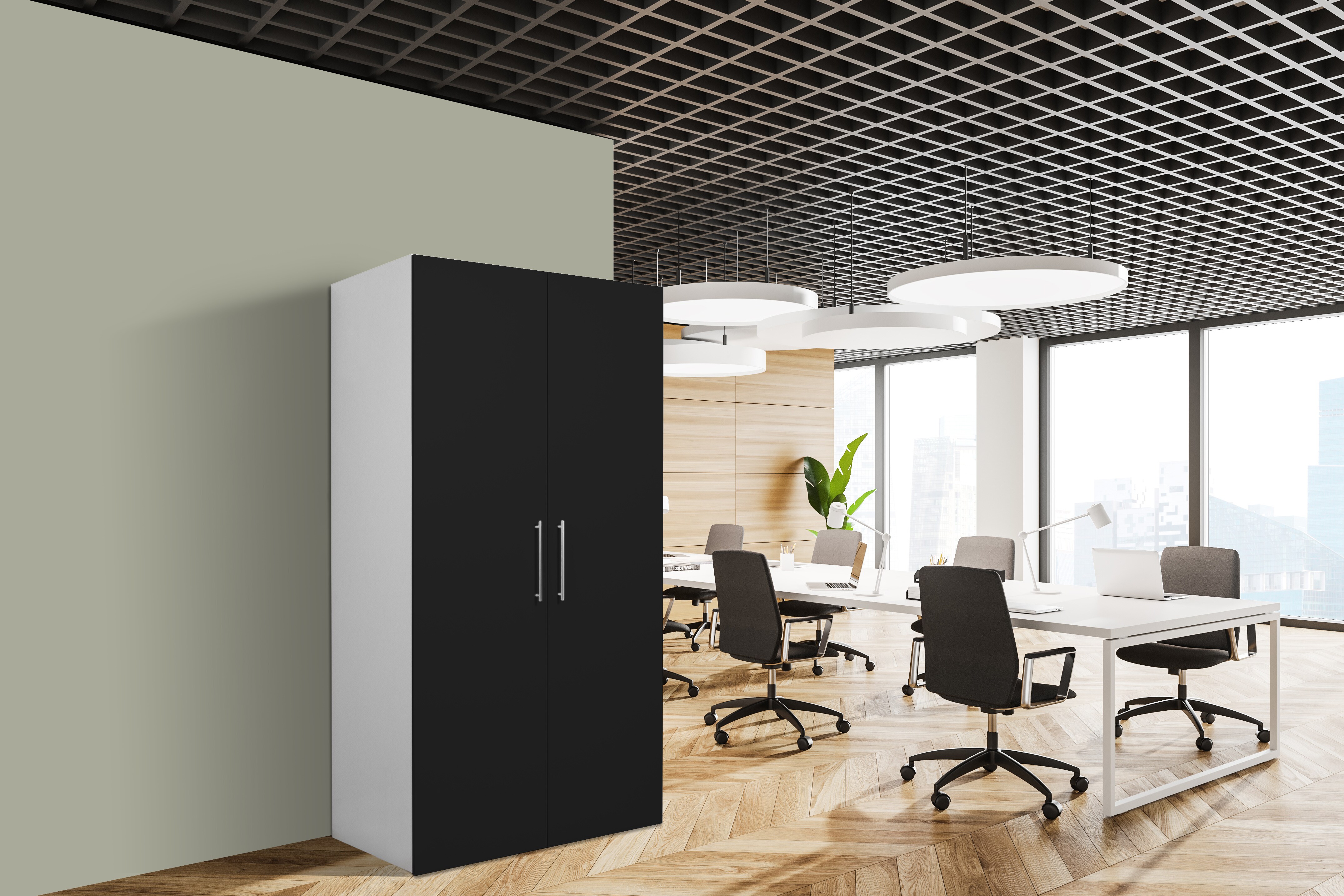 Respekta Schrankküche SKWSMIC weiß schwarz inkl. Mikrowelle – Pantryauflage mit Glaskeramikkochfeld | 04260515332942