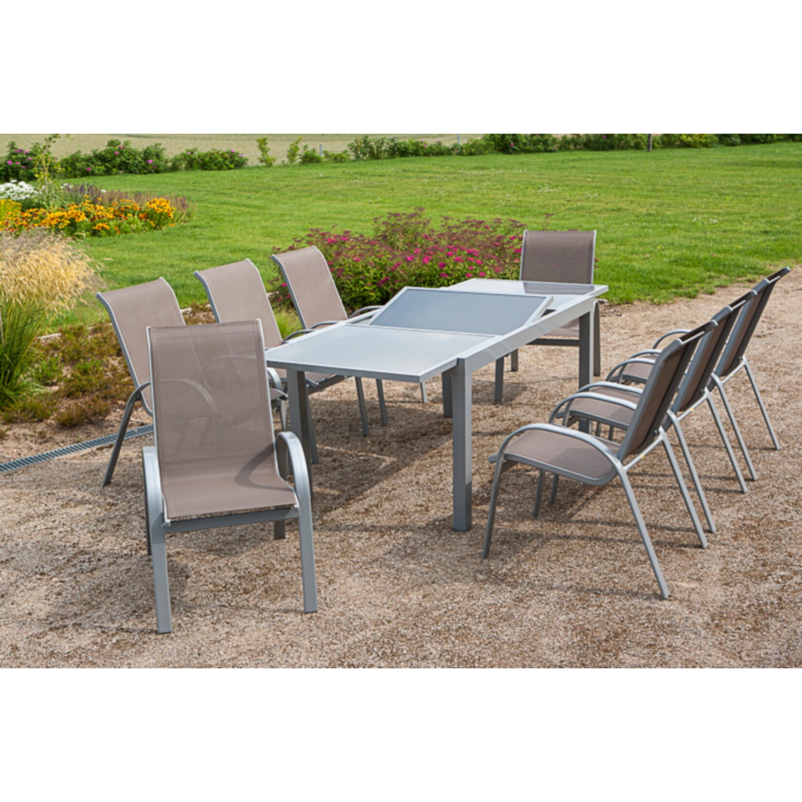 Merxx Tischgruppe Amalfi, 9-tlg. ca. 160/220 x 90 cm, taupe | 04033662997902