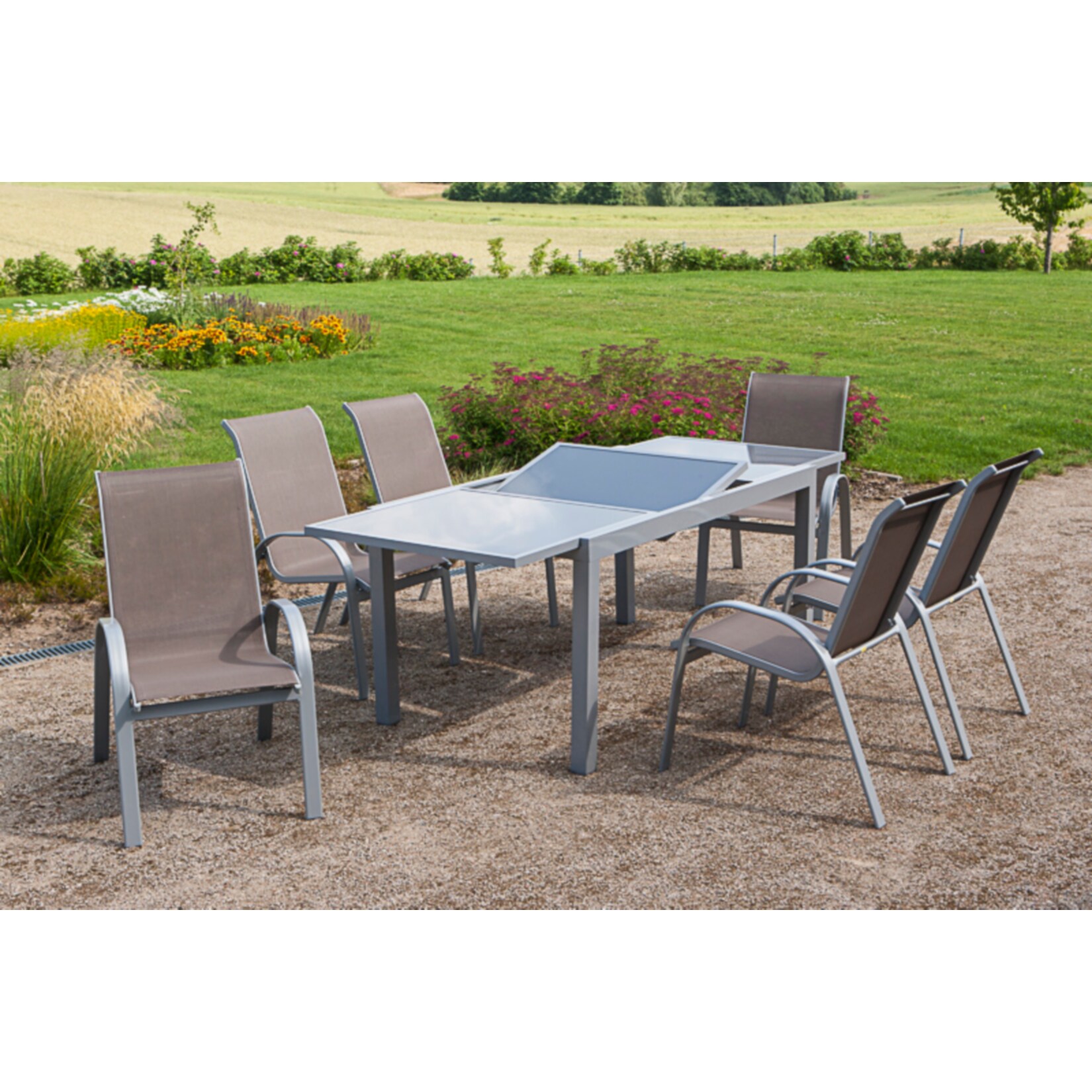 Merxx Tischgruppe Amalfi, 7-tlg. ca. 160/220 x 90 cm, taupe | 04033662999470