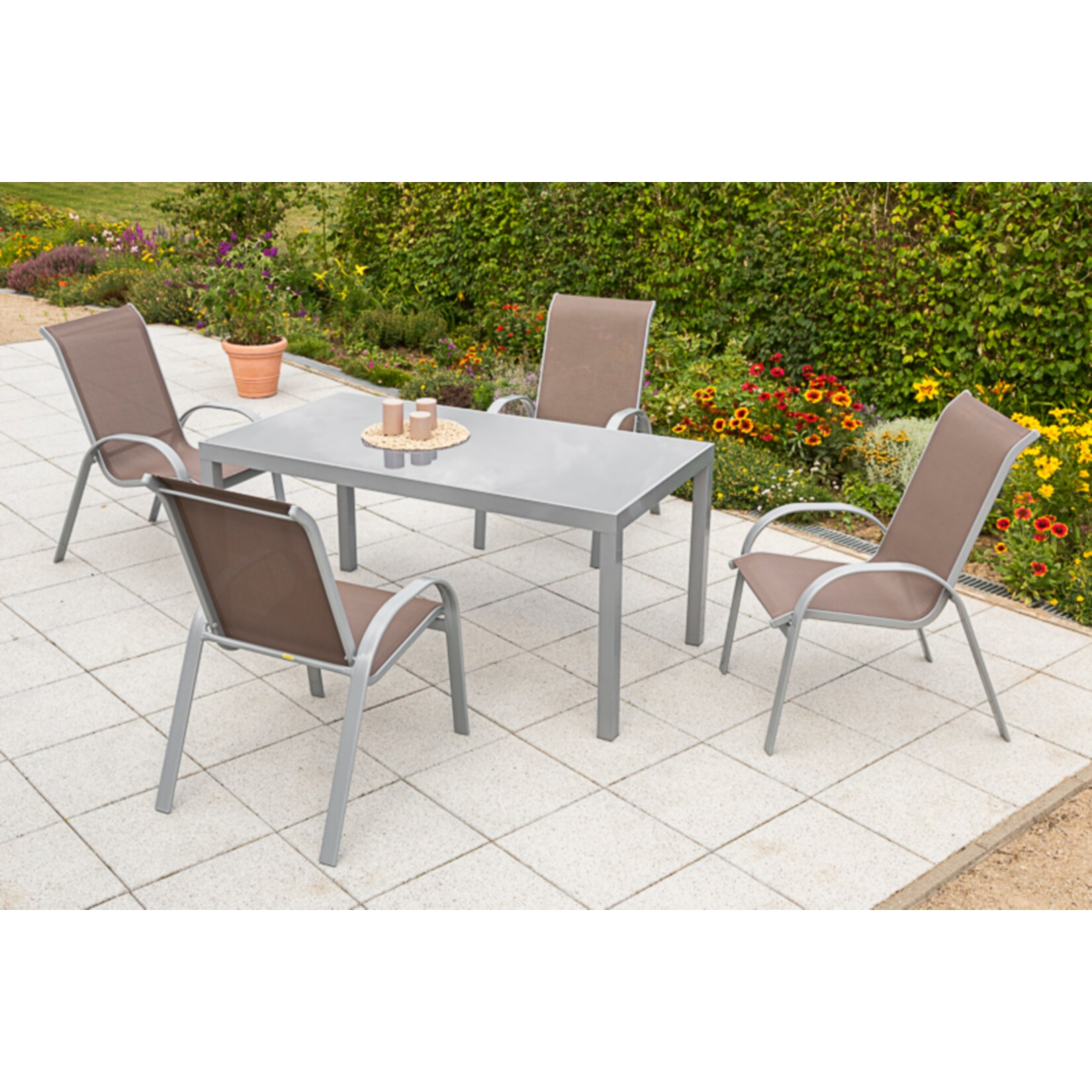 Merxx Tischgruppe Amalfi, 5-tlg. ca. 150 x 90 cm, taupe | 04033662991641