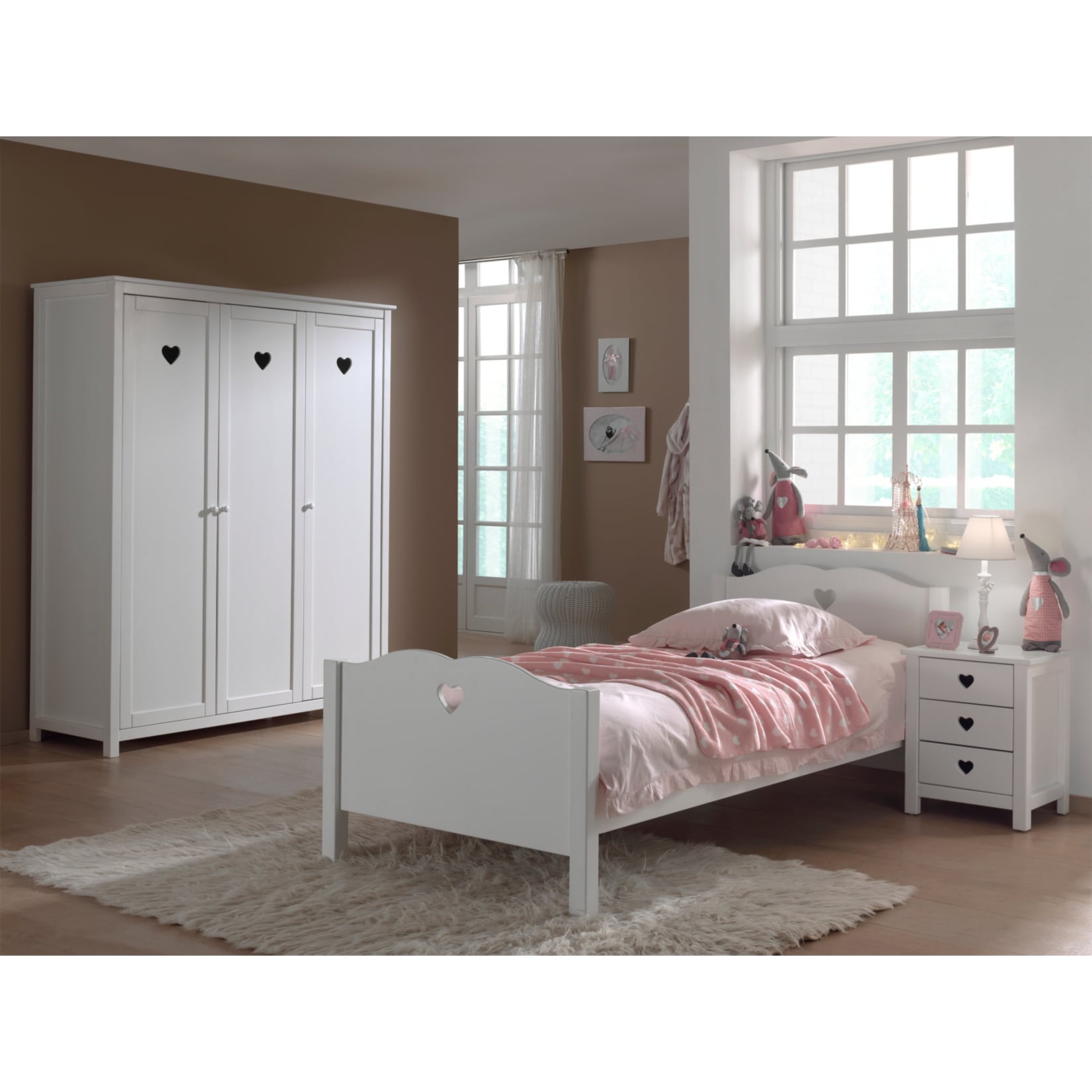 Vipack Set Amori bestehend aus: Einzelbett, Nachtkonsole und Kleiderschrank 3-trg. - Bild 1
