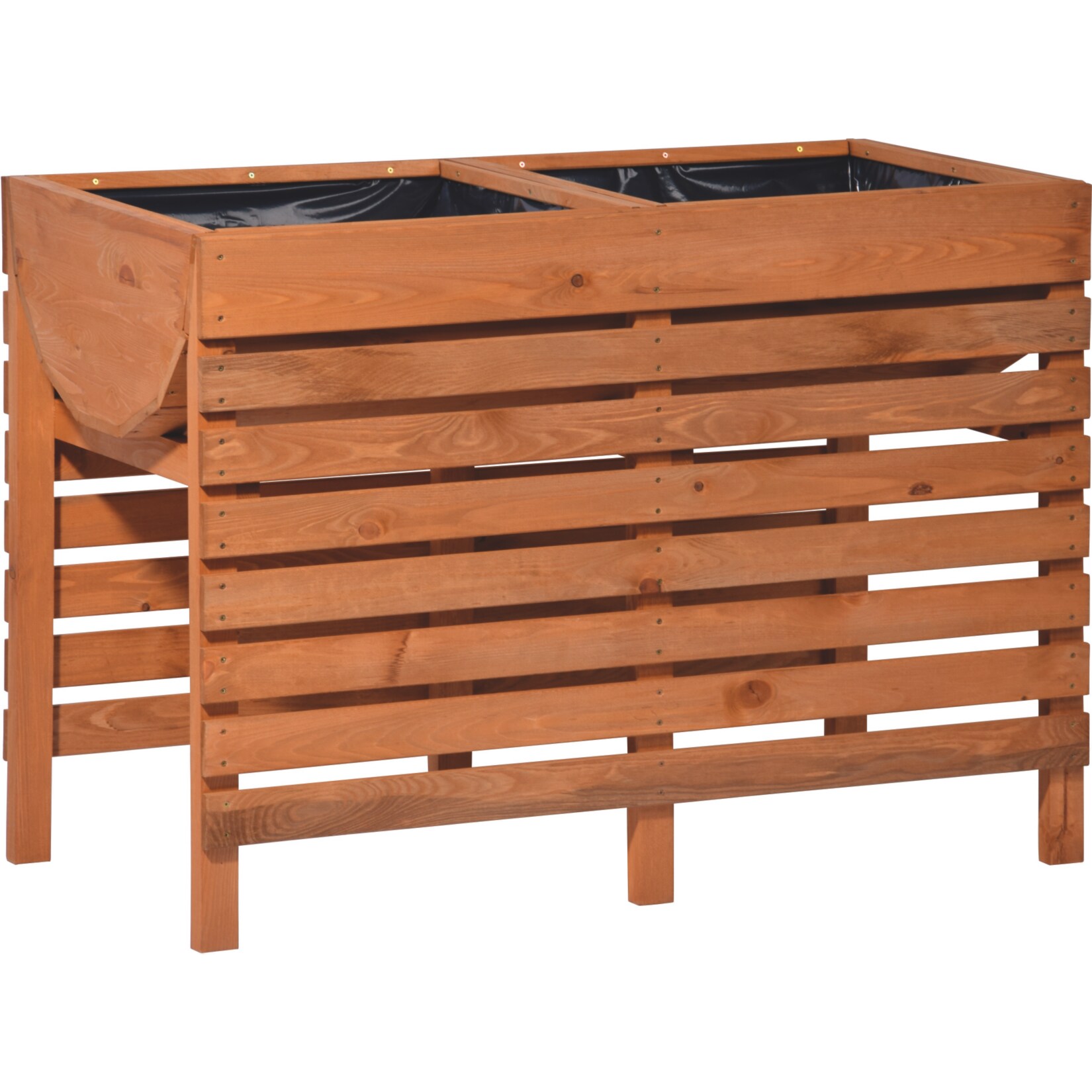 Dobar 58150e Doppelhochbeet inkl. Pflanzfolie, 100 x 50 x 71 cm | 04055894581506