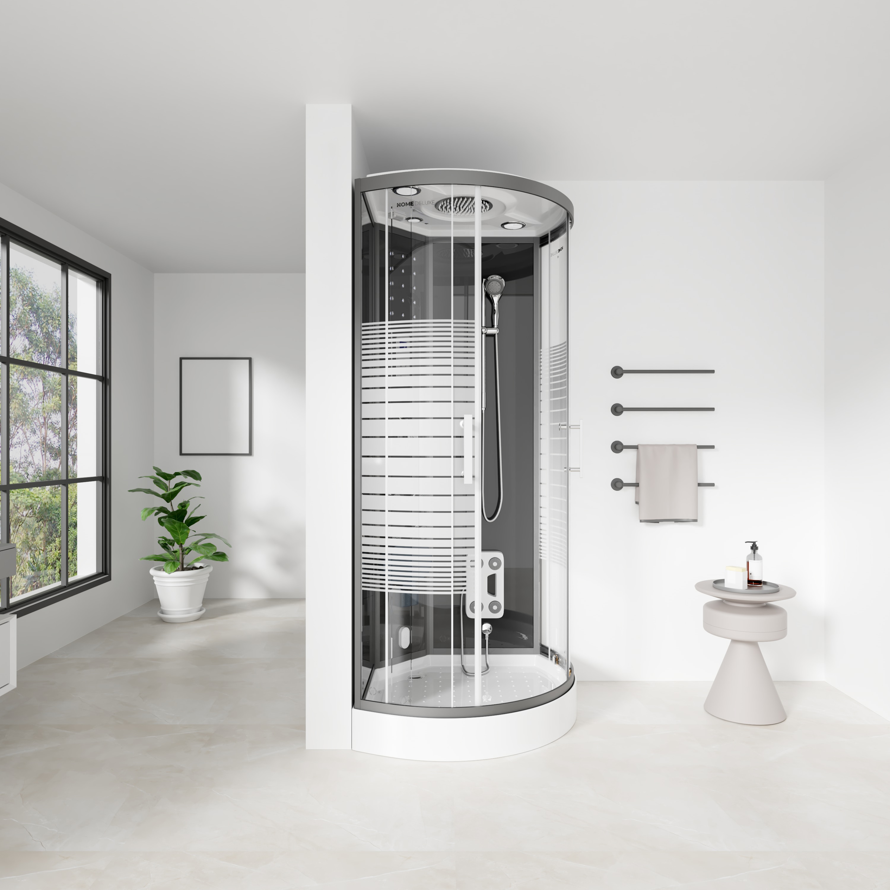 Home Deluxe Dampfdusche mit Wasserfall und Dampfsauna BLACK PEARL - 90 x 90 cm - Bild 1