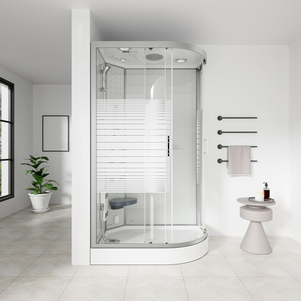 Home Deluxe Dampfdusche mit Wasserfall und Dampfsauna WHITE PEARL – 120×80 cm Rechts | 04058166998248