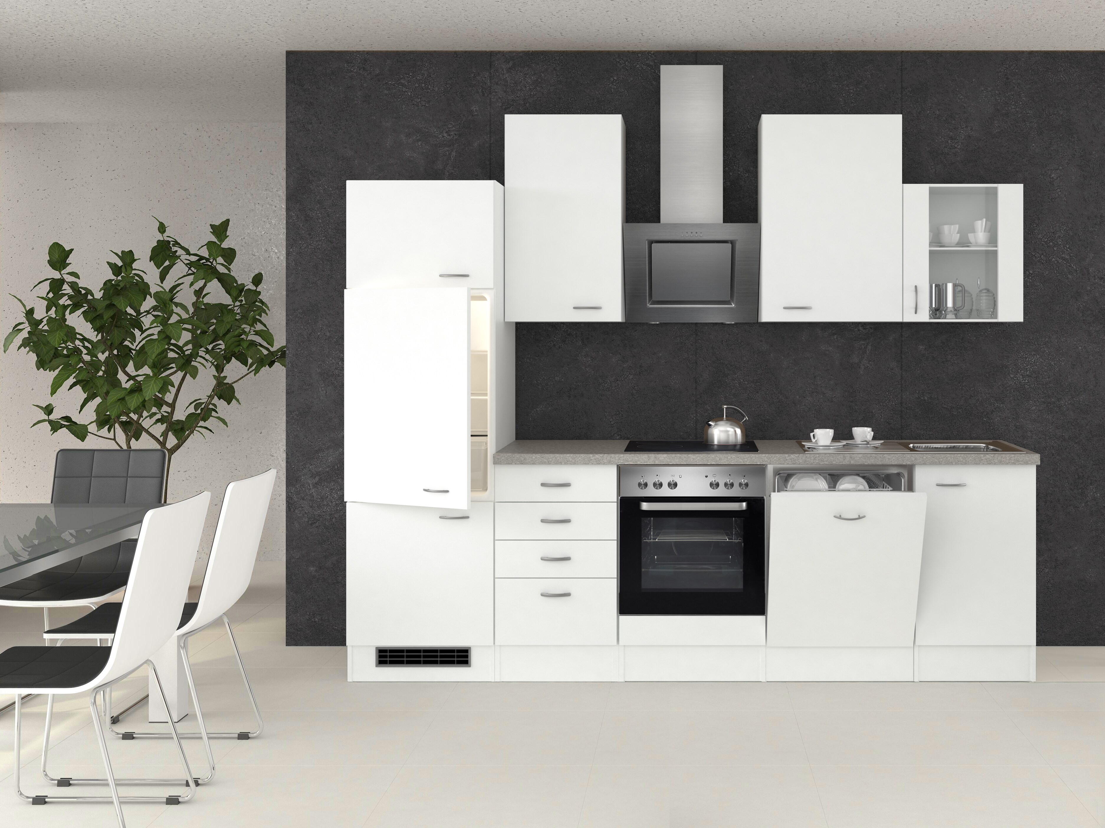 Flex-Well K&uuml;chenzeile G-280-2301 + Glas Wito 280 cm - Bild 1