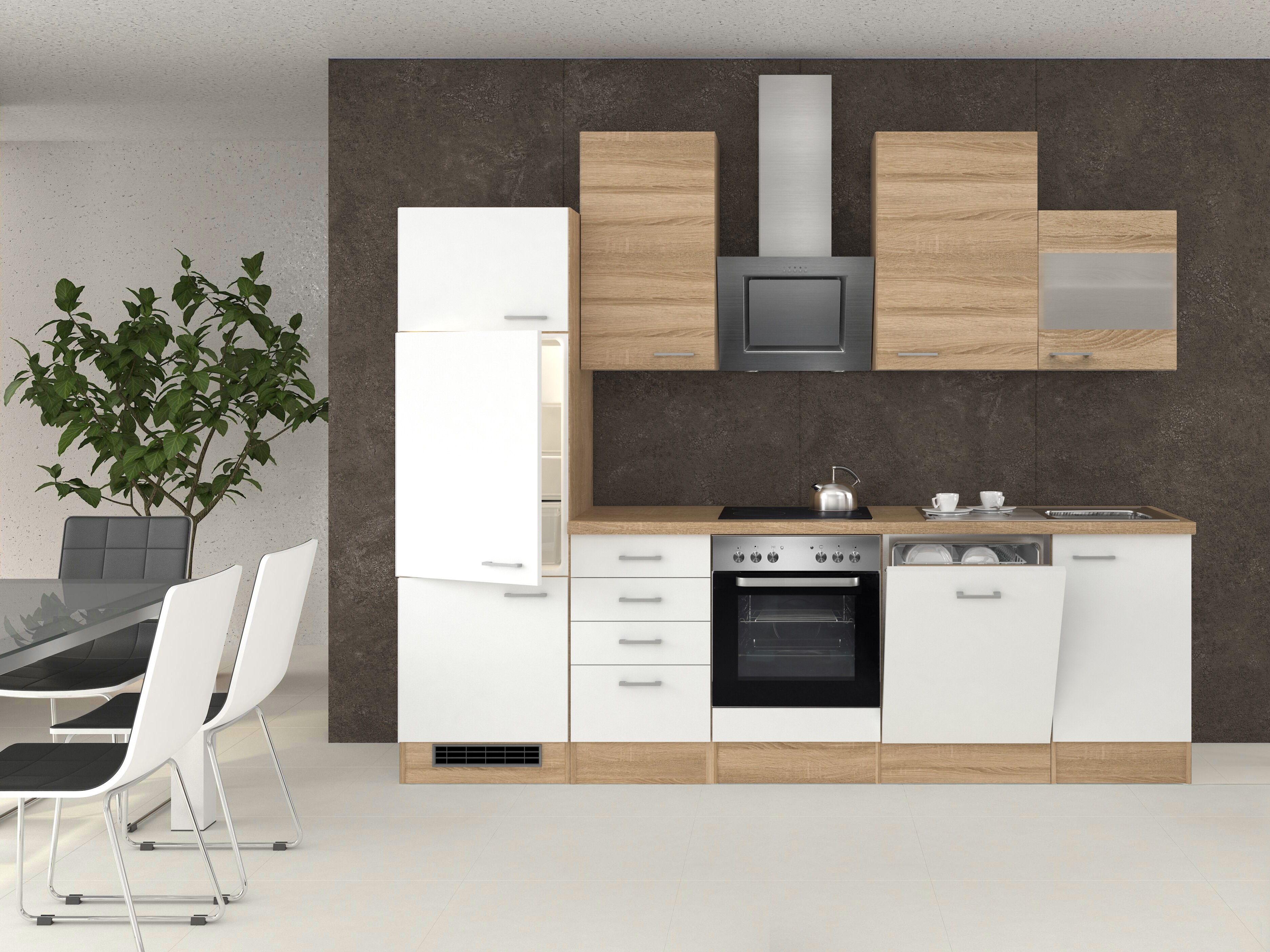 Flex-Well K&uuml;chenzeile G-280-2301 + Glas Samoa 280 cm - Bild 1