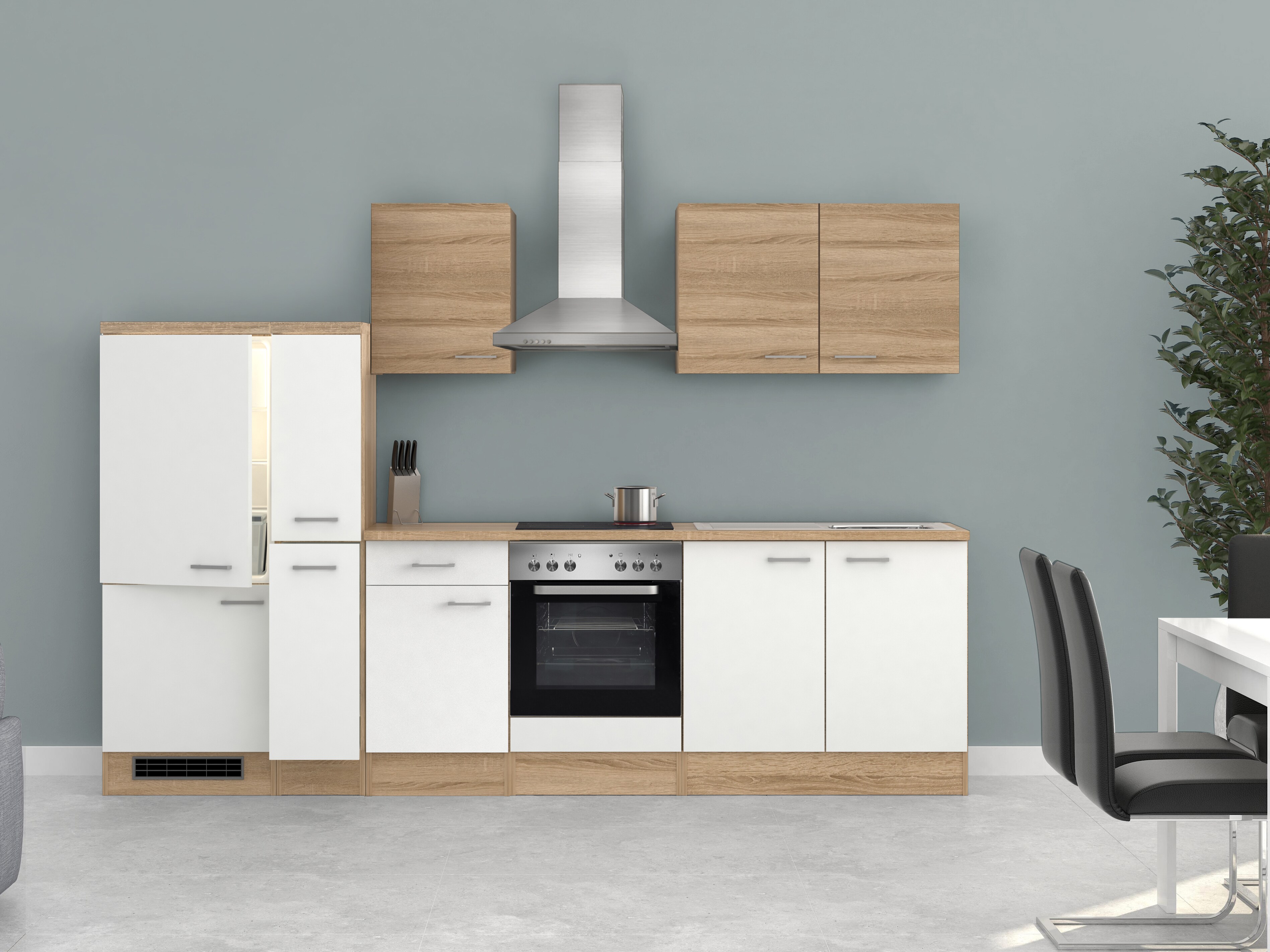 Flex-Well K&uuml;chenzeile G-300-2504 + Haube 6091 Samoa 300 cm - Bild 1