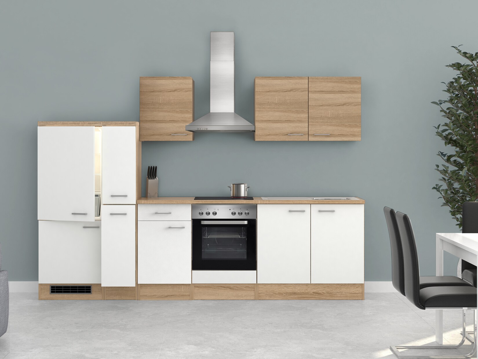 Flex-Well Küchenzeile G-300-2504 + Haube 6091 Samoa 300 cm | 04047584053547