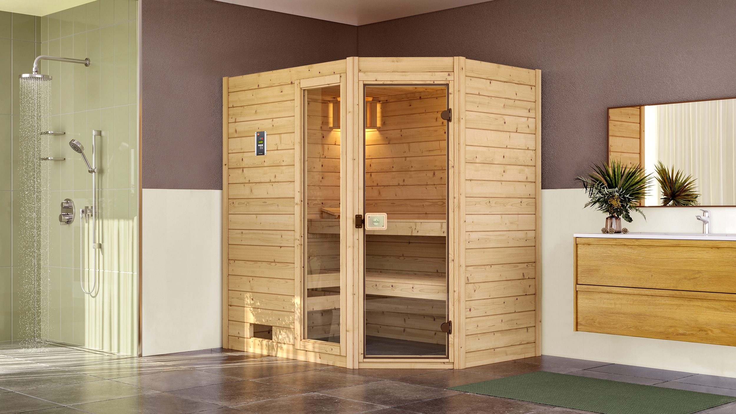 Weka Eck-Sauna Valida 1 Sparset 2, 189 x 203,5 x 139 cm - Bild 1